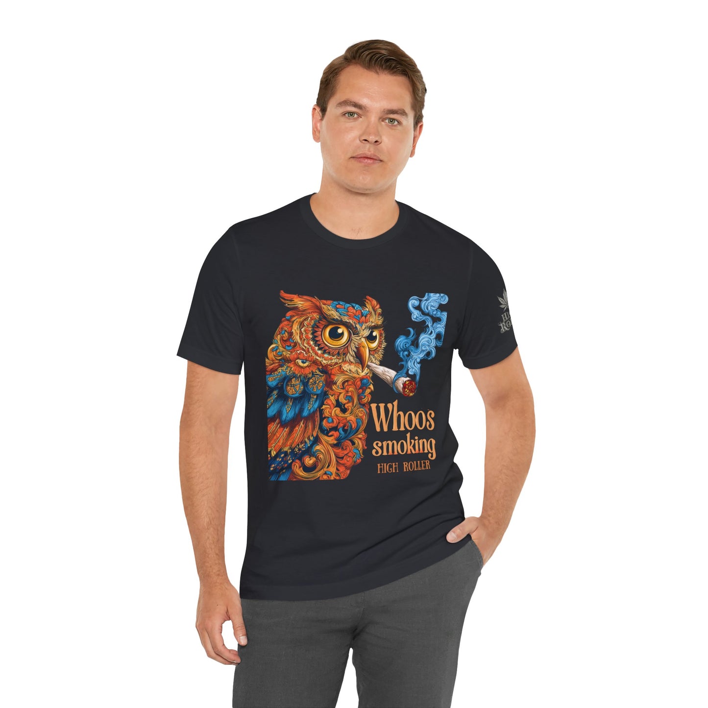 Whoos Smoking Owl Tee - Wise Cannabis Art Design | High Roller