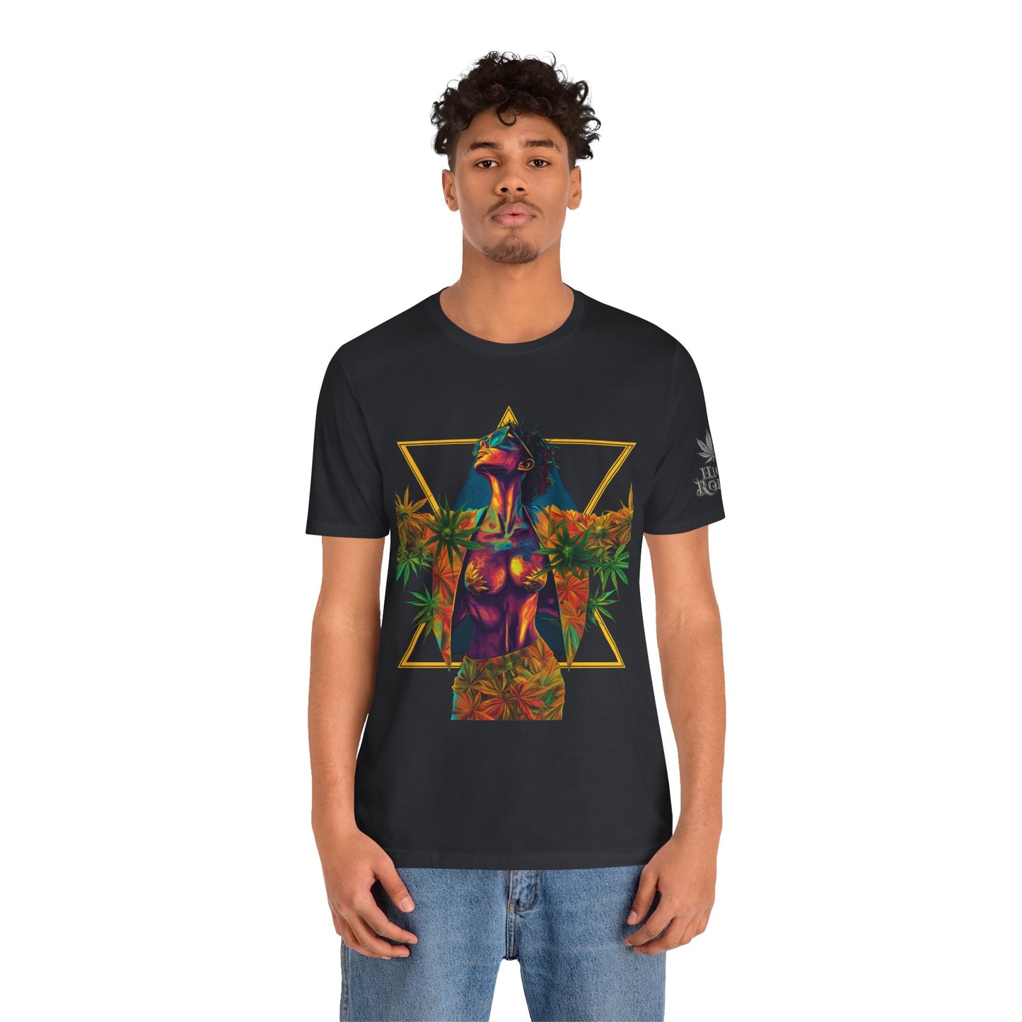 Sacred Geometry Cannabis Goddess Tee - Psychedelic Beauty Art Design | High Roller
