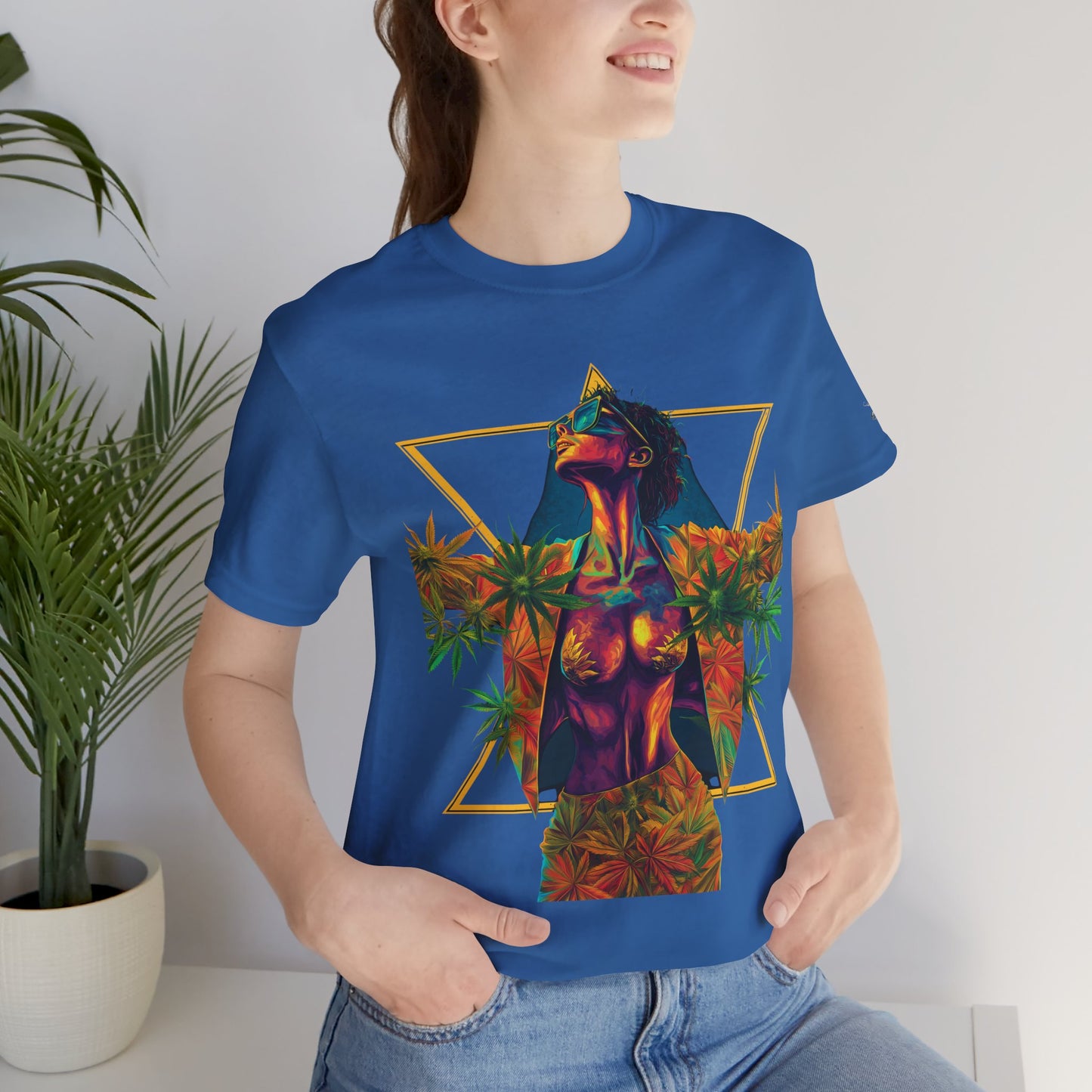 Sacred Geometry Cannabis Goddess Tee - Psychedelic Beauty Art Design | High Roller
