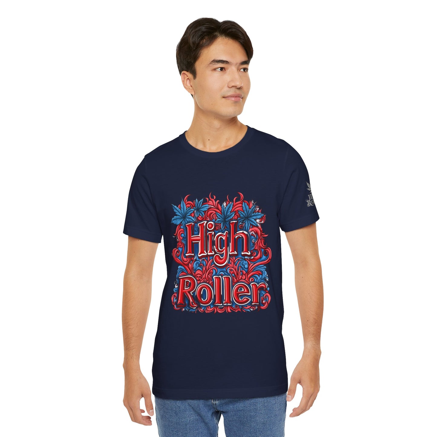 High Roller Ornate Logo Tee - Cannabis Typography Art Design | High Roller
