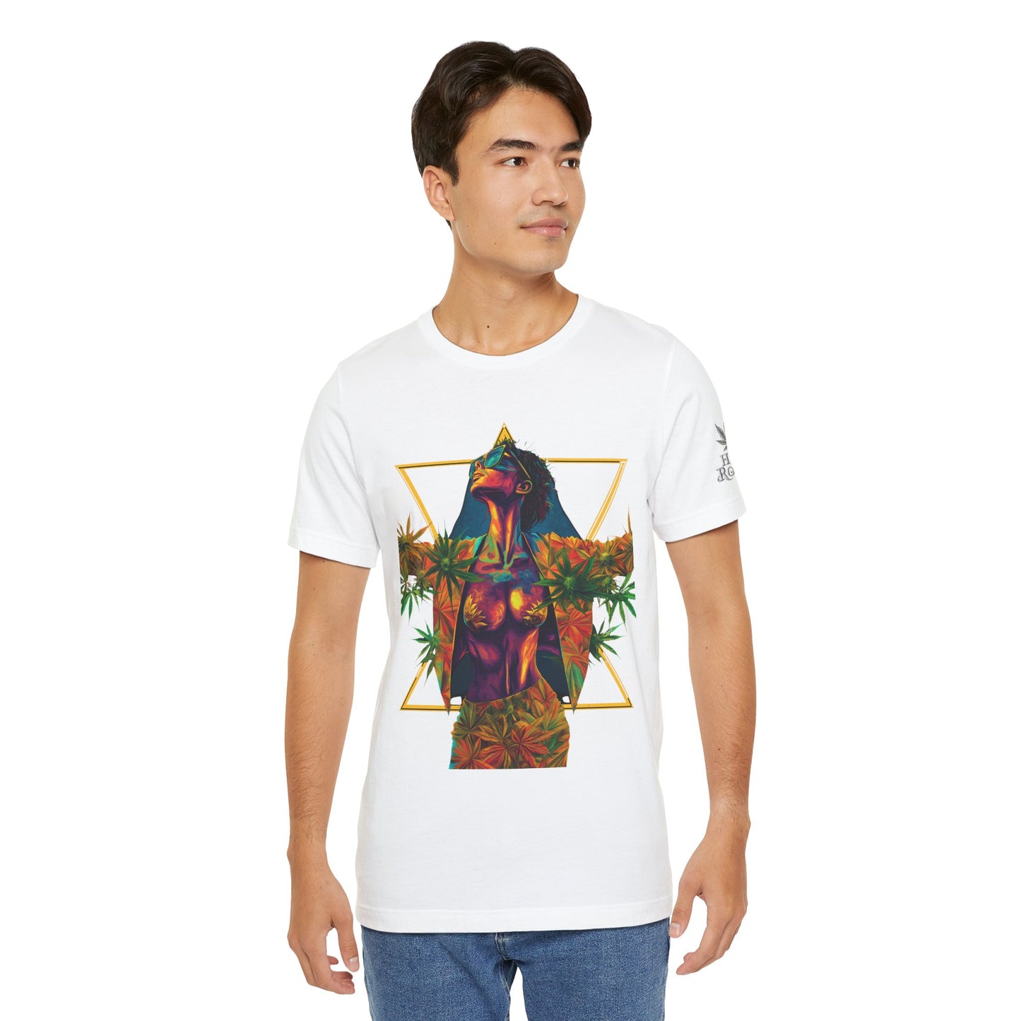 Sacred Geometry Cannabis Goddess Tee - Psychedelic Beauty Art Design | High Roller