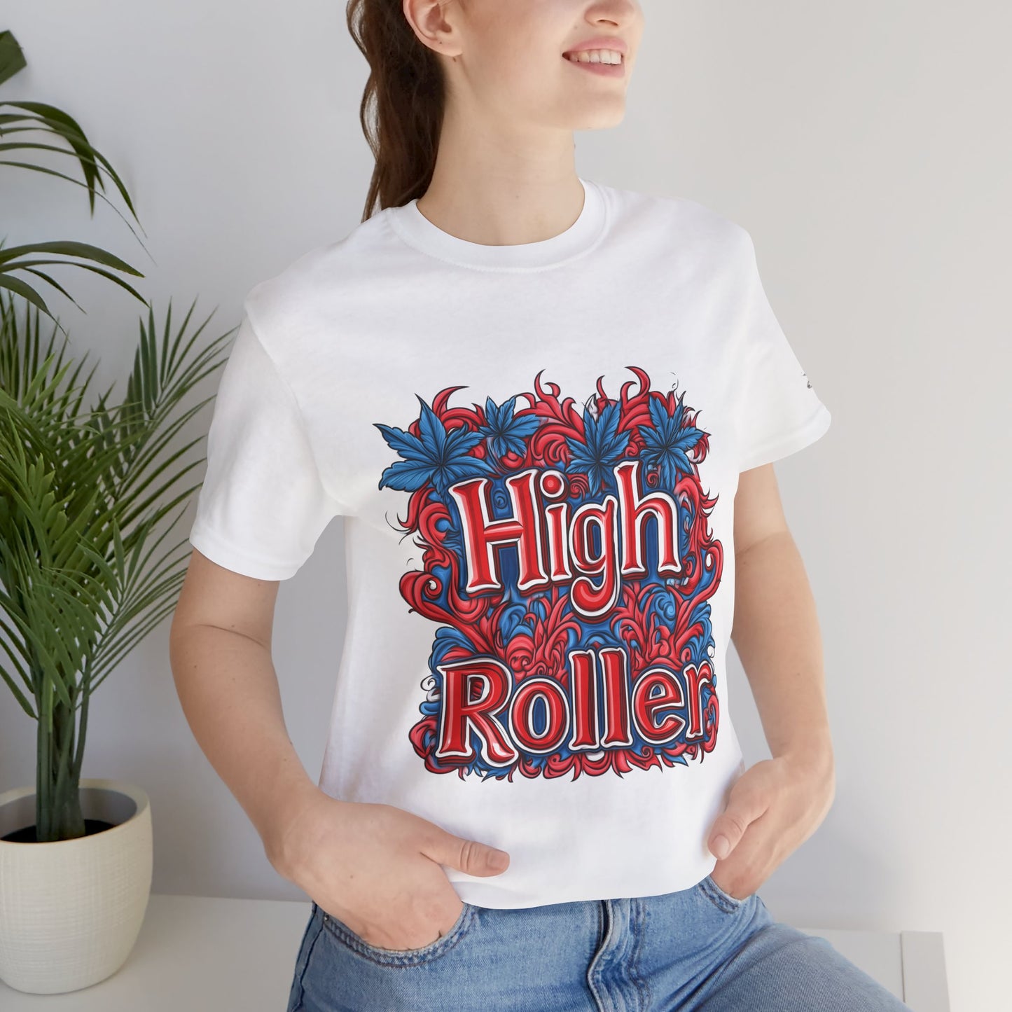 High Roller Ornate Logo Tee - Cannabis Typography Art Design | High Roller