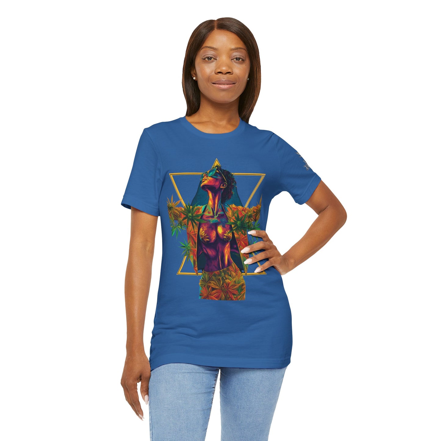 Sacred Geometry Cannabis Goddess Tee - Psychedelic Beauty Art Design | High Roller