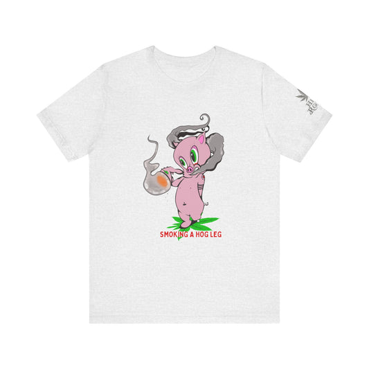Smoking Hog Leg Pink Pig Tee - Premium Airlume Cotton Cannabis Culture Art