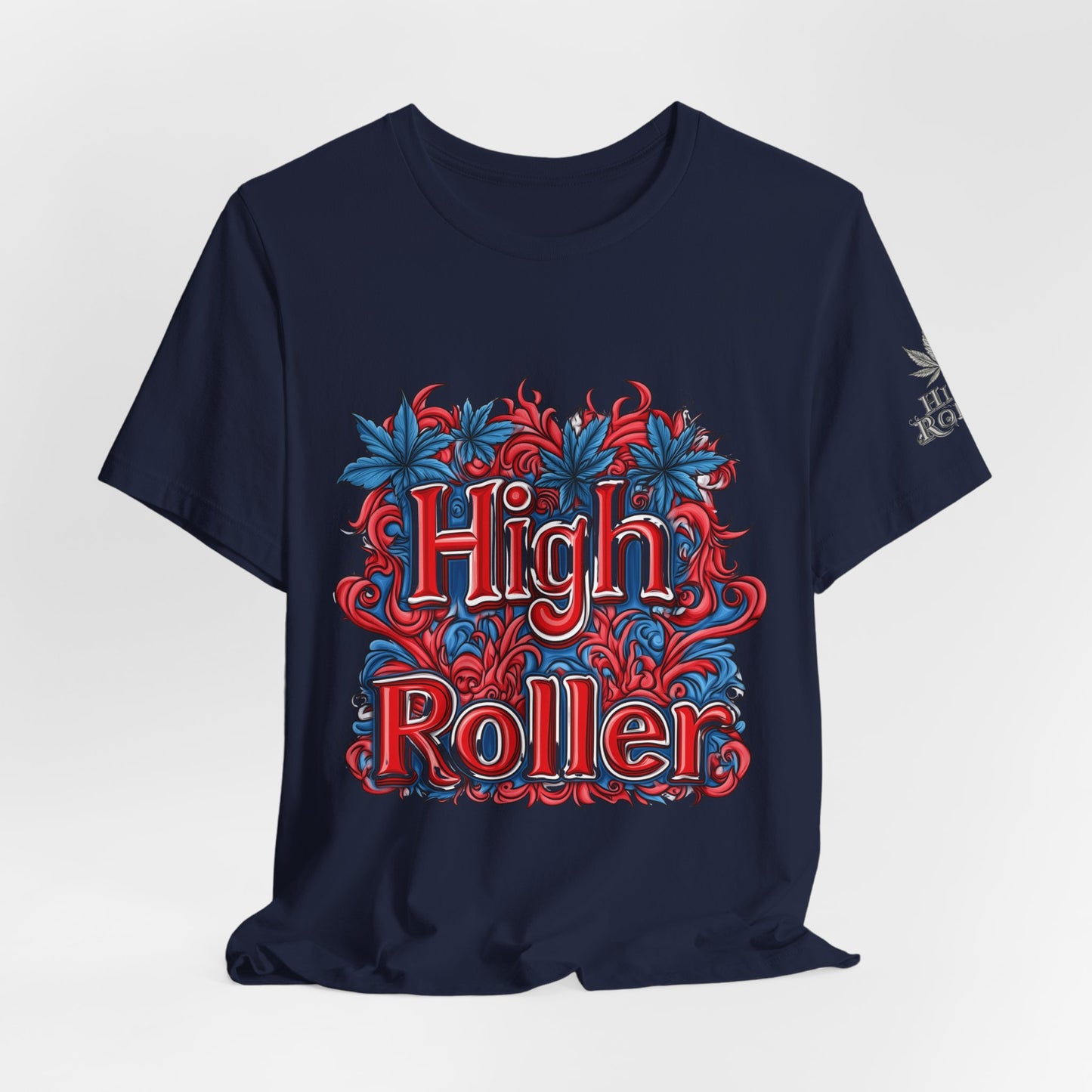 High Roller Ornate Logo Tee - Cannabis Typography Art Design | High Roller