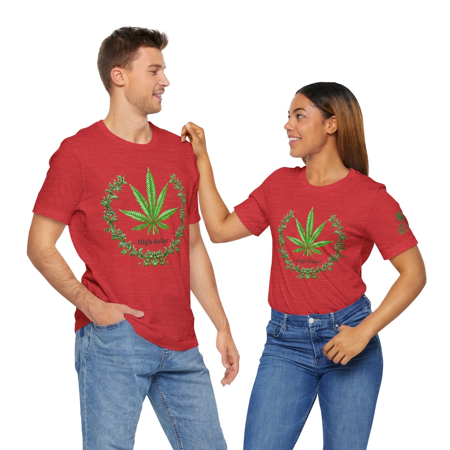Cannabis Crest Wreath Tee - Botanical Elegance Art Design | High Roller