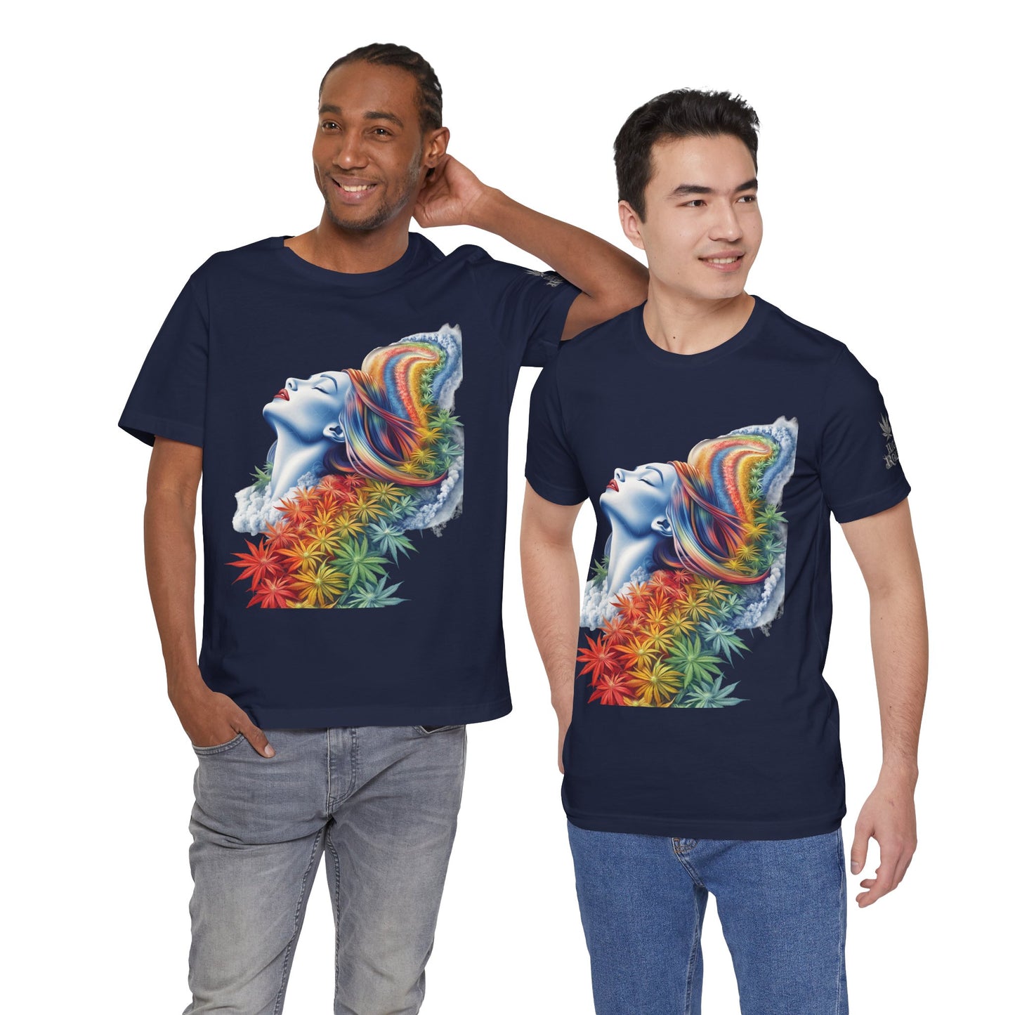 Rainbow Cannabis Goddess Tee - Ethereal Beauty Art Design | High Roller