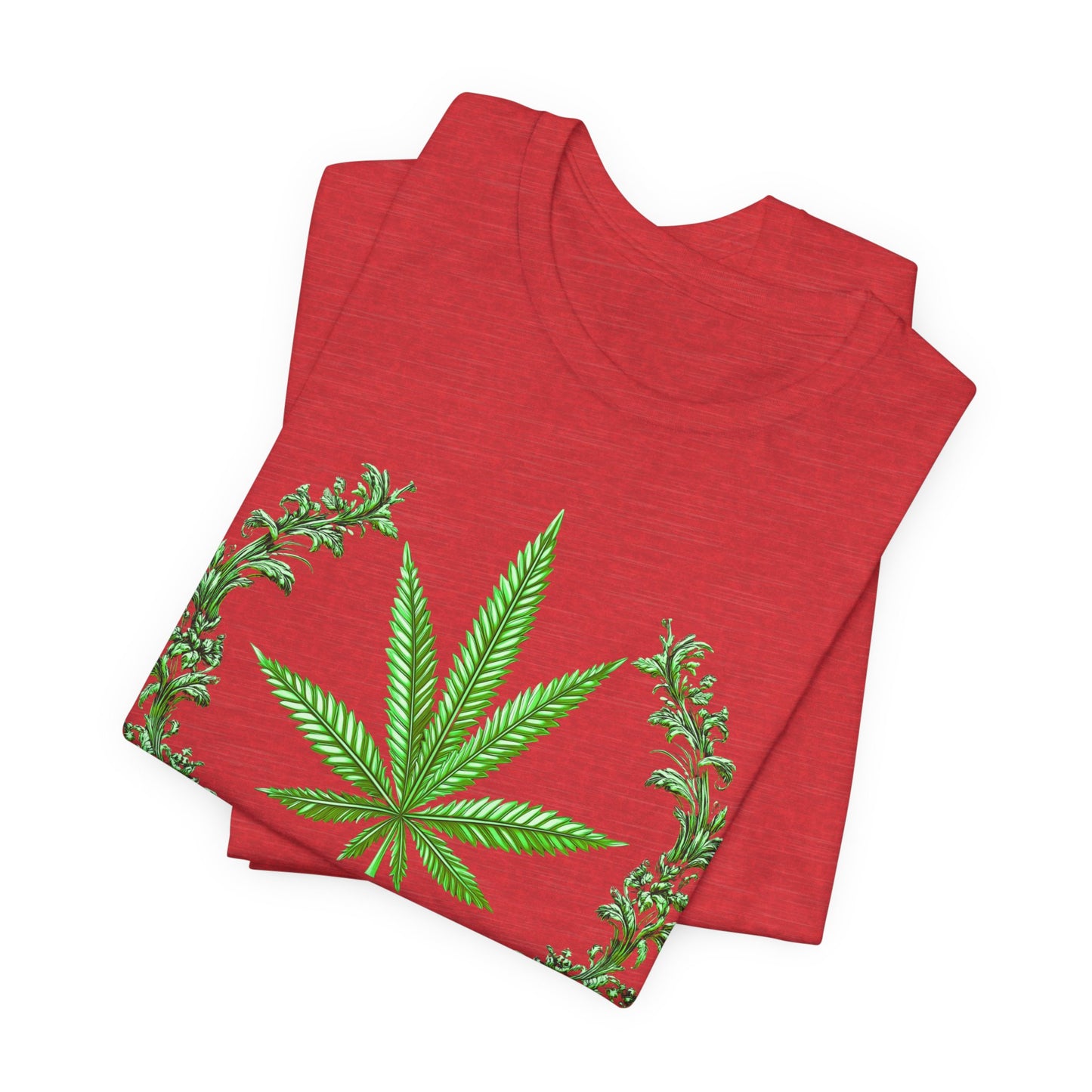 Cannabis Crest Wreath Tee - Botanical Elegance Art Design | High Roller
