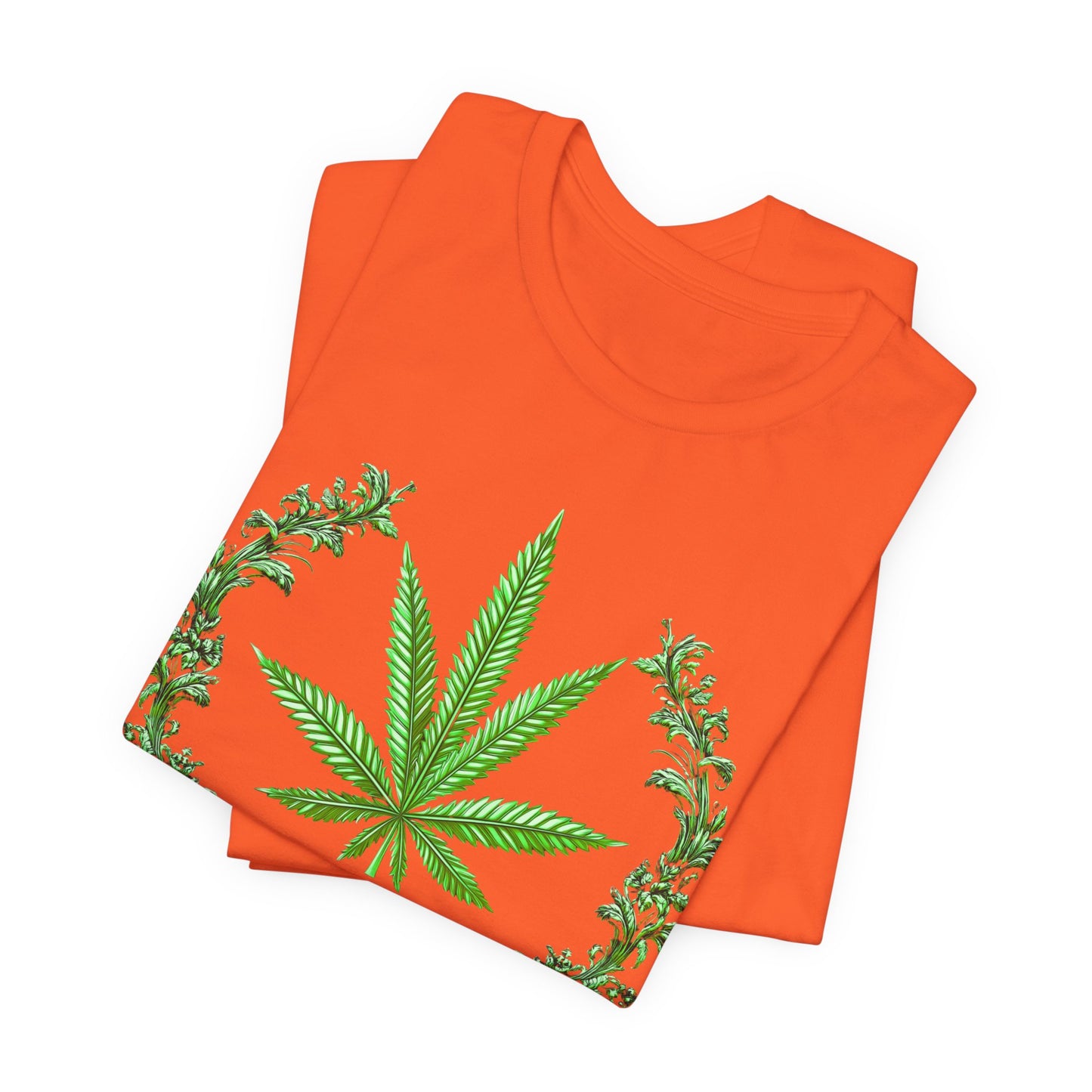 Cannabis Crest Wreath Tee - Botanical Elegance Art Design | High Roller