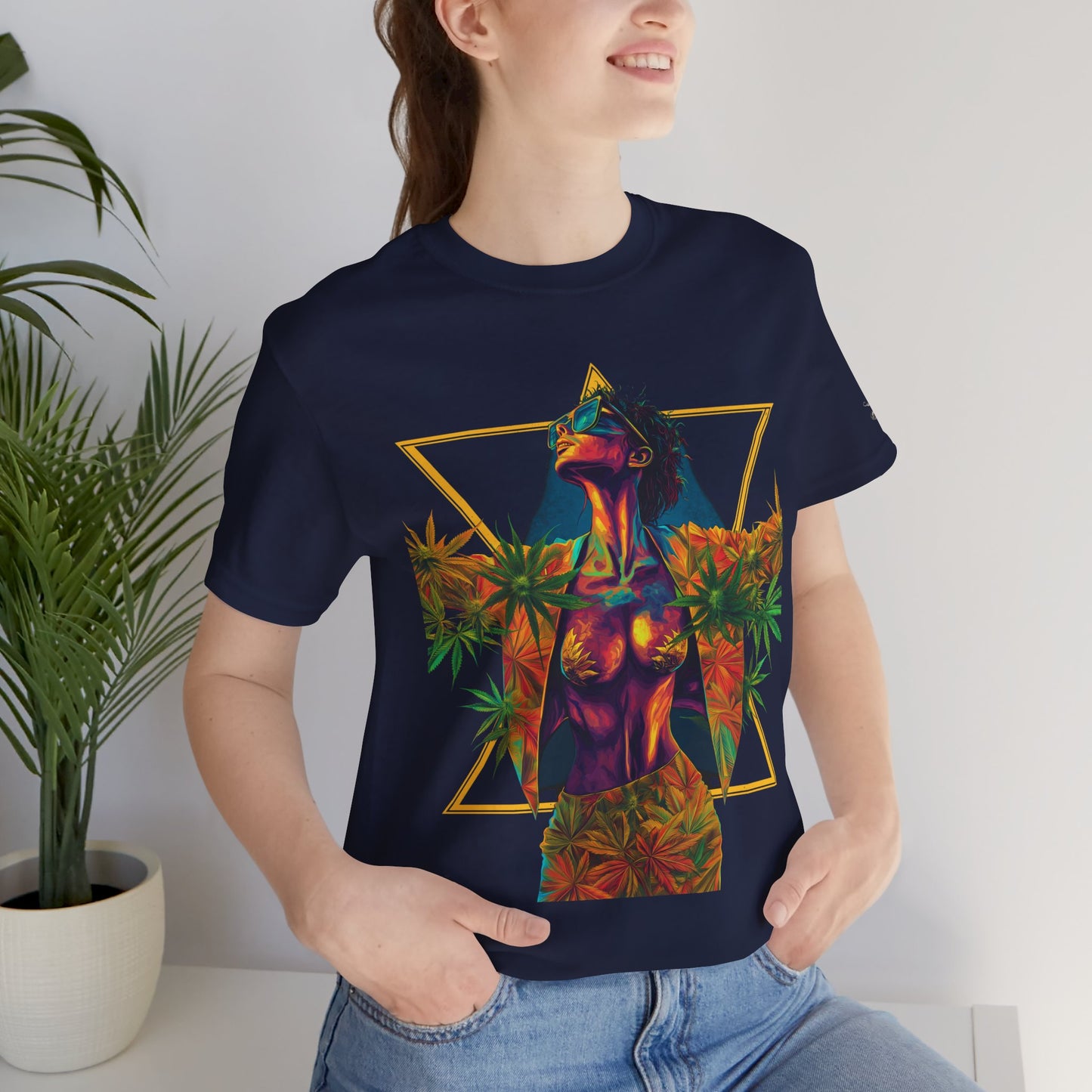 Sacred Geometry Cannabis Goddess Tee - Psychedelic Beauty Art Design | High Roller