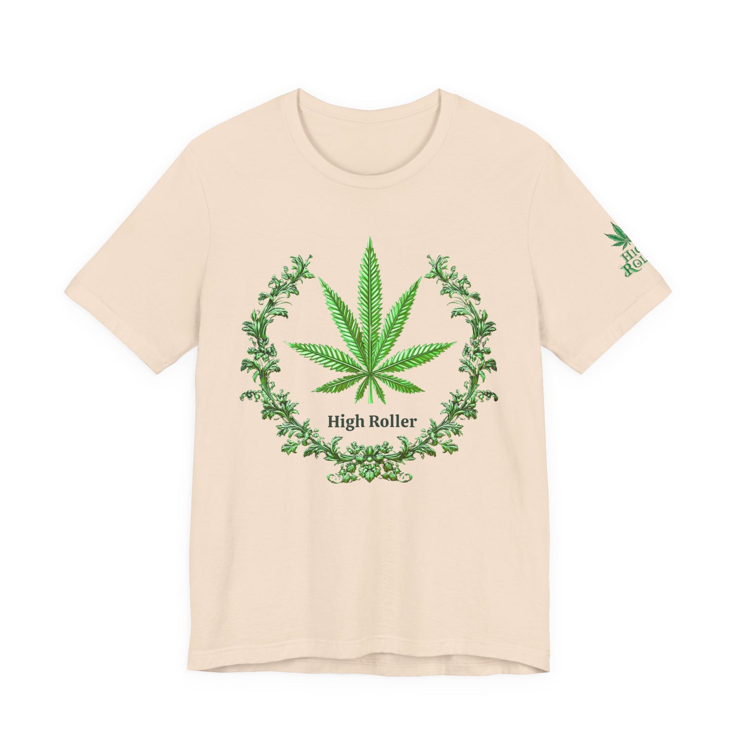 Cannabis Crest Wreath Tee - Botanical Elegance Art Design | High Roller