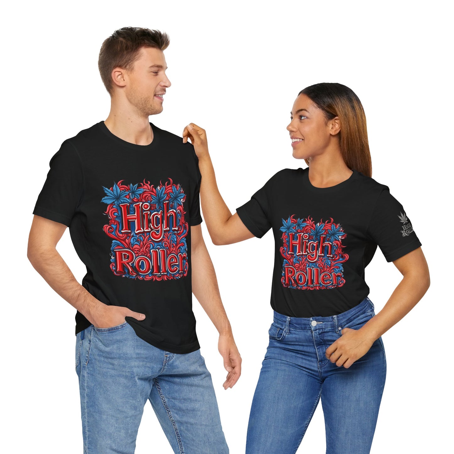 High Roller Ornate Logo Tee - Cannabis Typography Art Design | High Roller