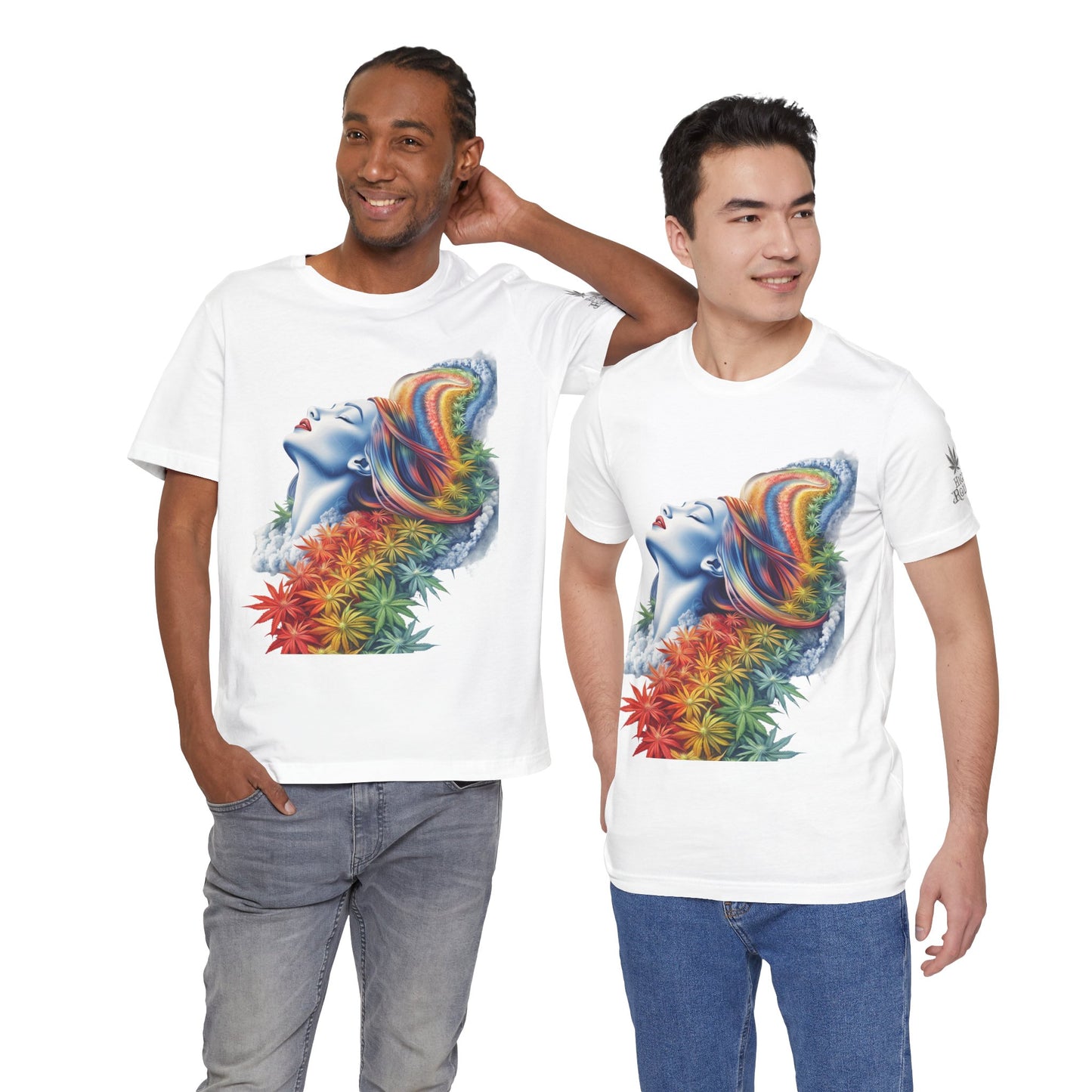 Rainbow Cannabis Goddess Tee - Ethereal Beauty Art Design | High Roller