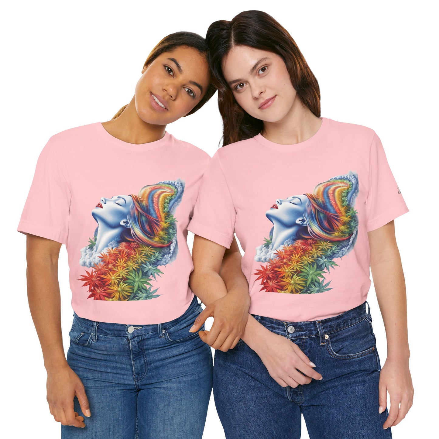 Rainbow Cannabis Goddess Tee - Ethereal Beauty Art Design | High Roller