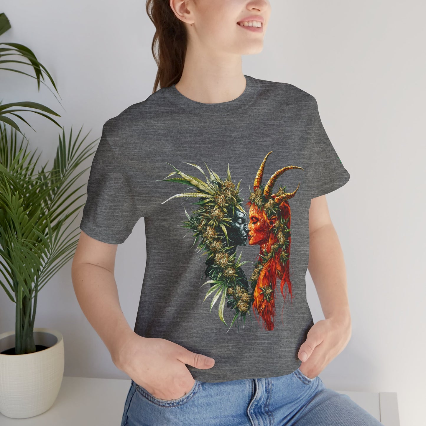 Cannabis Art Dual Face T-Shirt - Premium Unisex Cotton Tee