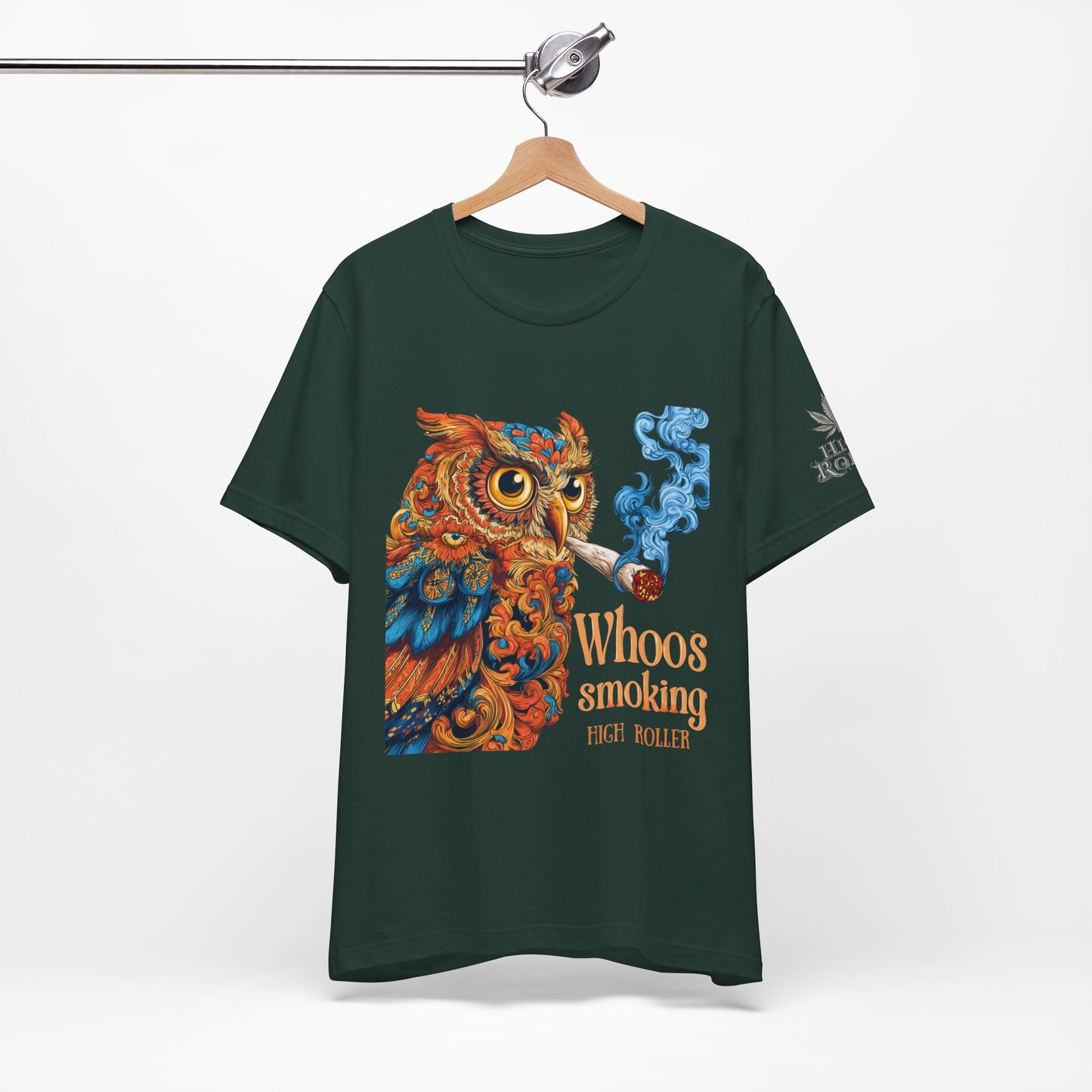 Whoos Smoking Owl Tee - Wise Cannabis Art Design | High Roller