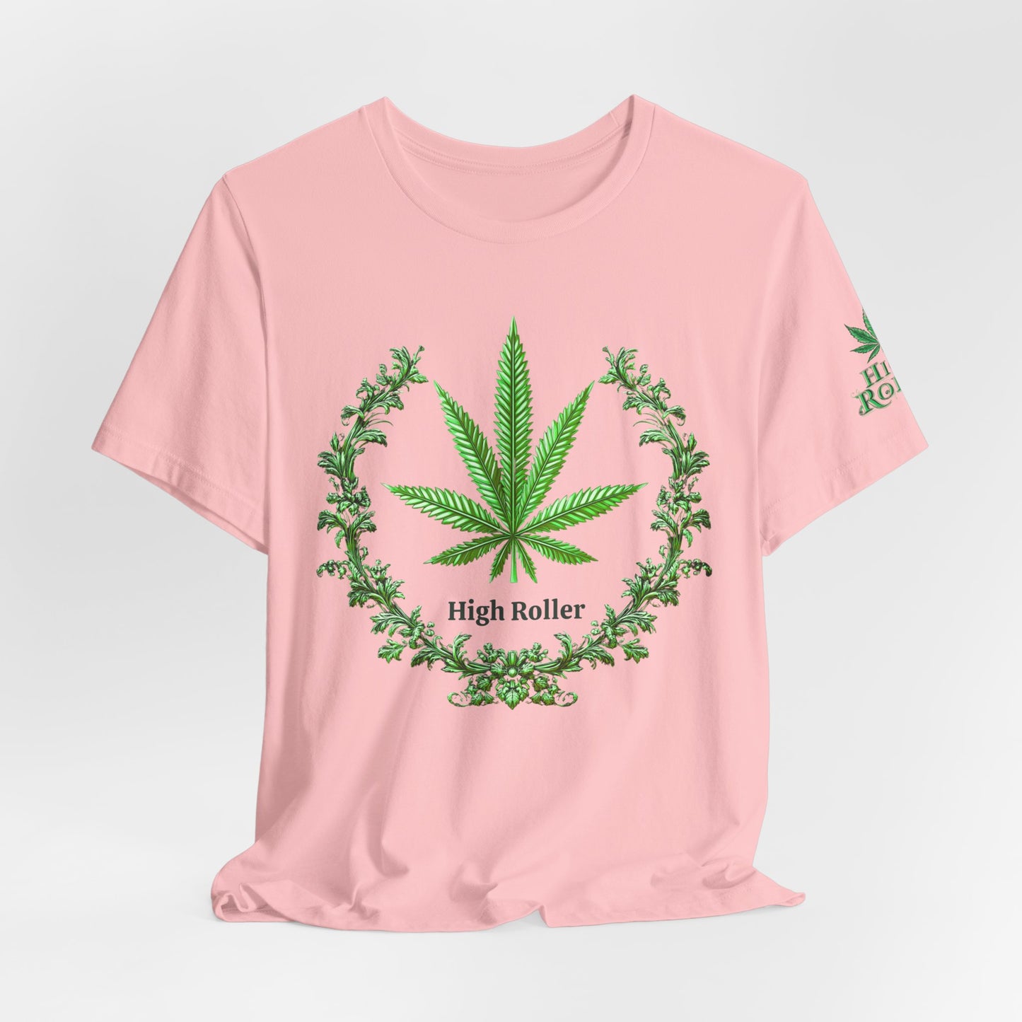 Cannabis Crest Wreath Tee - Botanical Elegance Art Design | High Roller