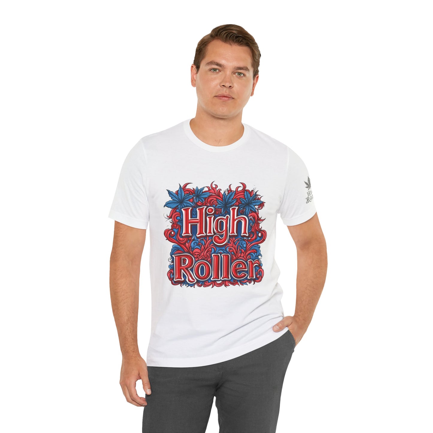 High Roller Ornate Logo Tee - Cannabis Typography Art Design | High Roller
