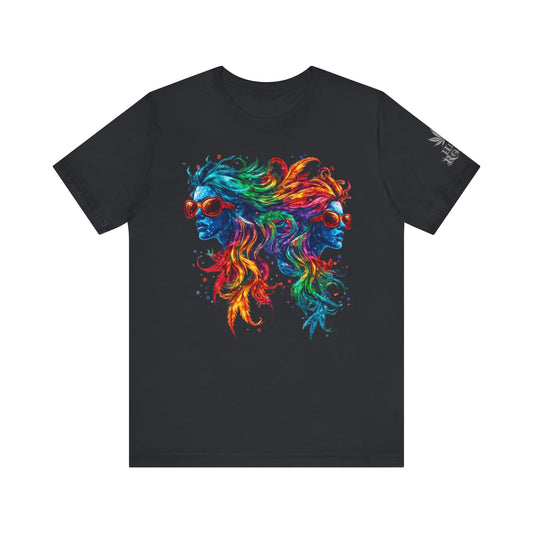 Spectrum Sisters T-Shirt - Premium Airlume Cotton Cannabis Rainbow Psychedelic Art Tee
