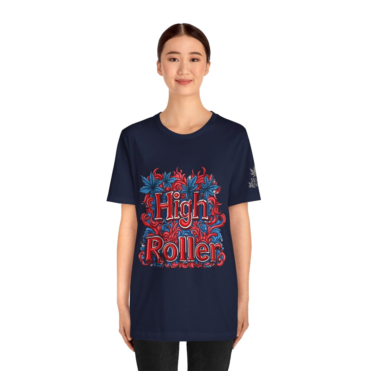 High Roller Ornate Logo Tee - Cannabis Typography Art Design | High Roller
