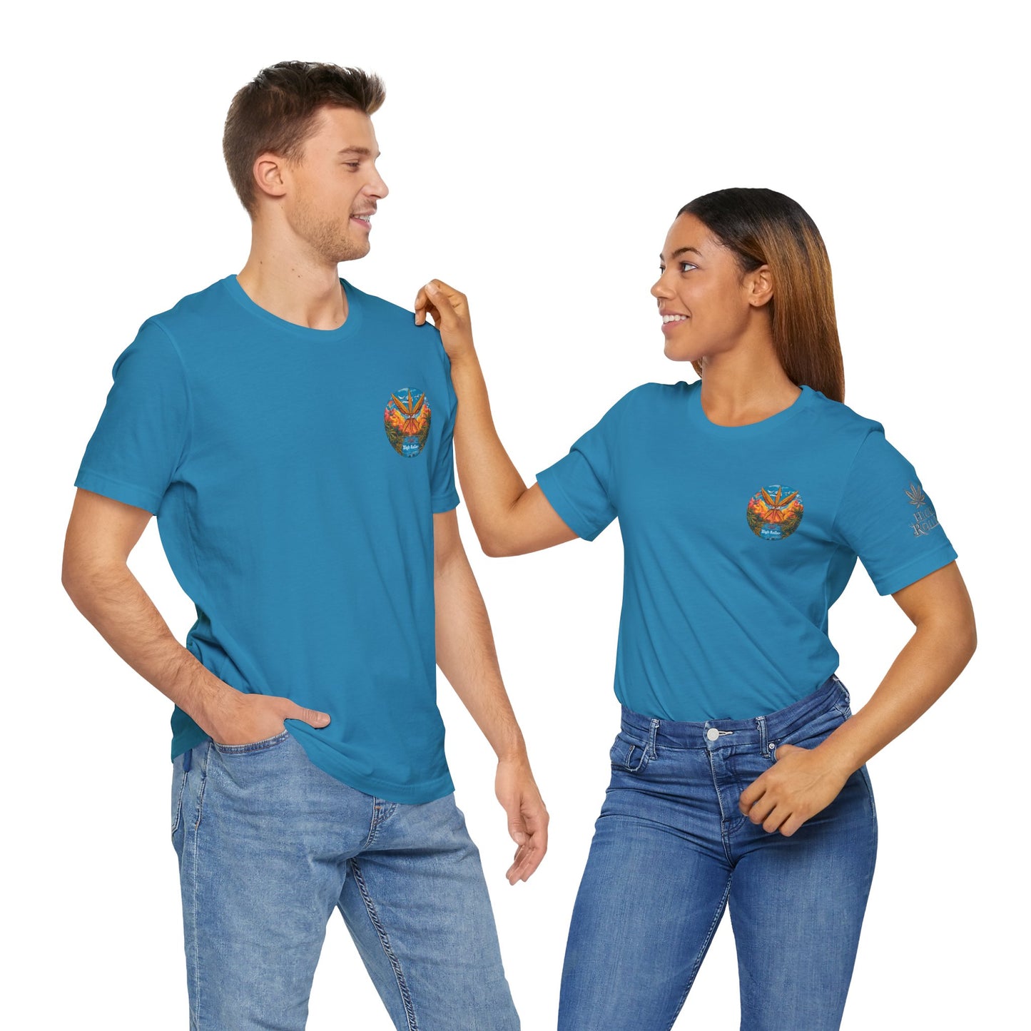 Cannabis Paradise Circle Tee - Tropical Sunset Art Design | High Roller