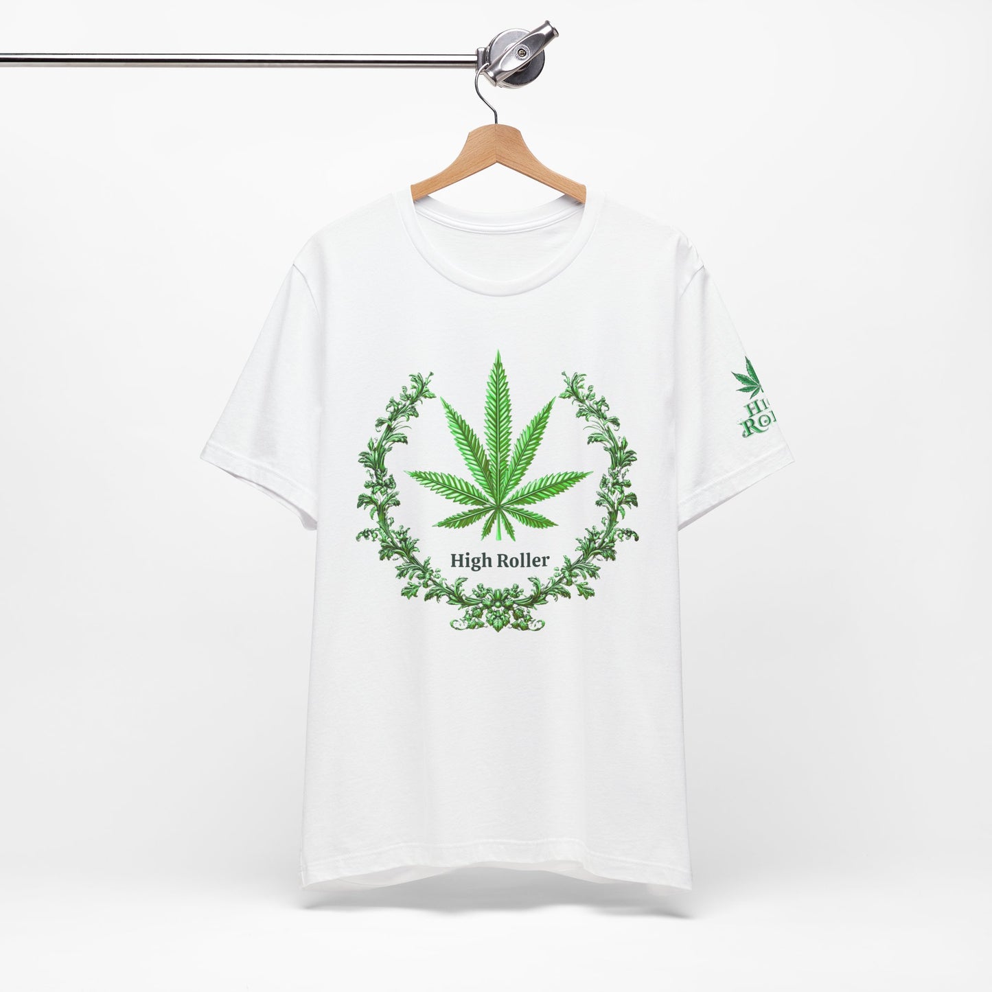 Cannabis Crest Wreath Tee - Botanical Elegance Art Design | High Roller