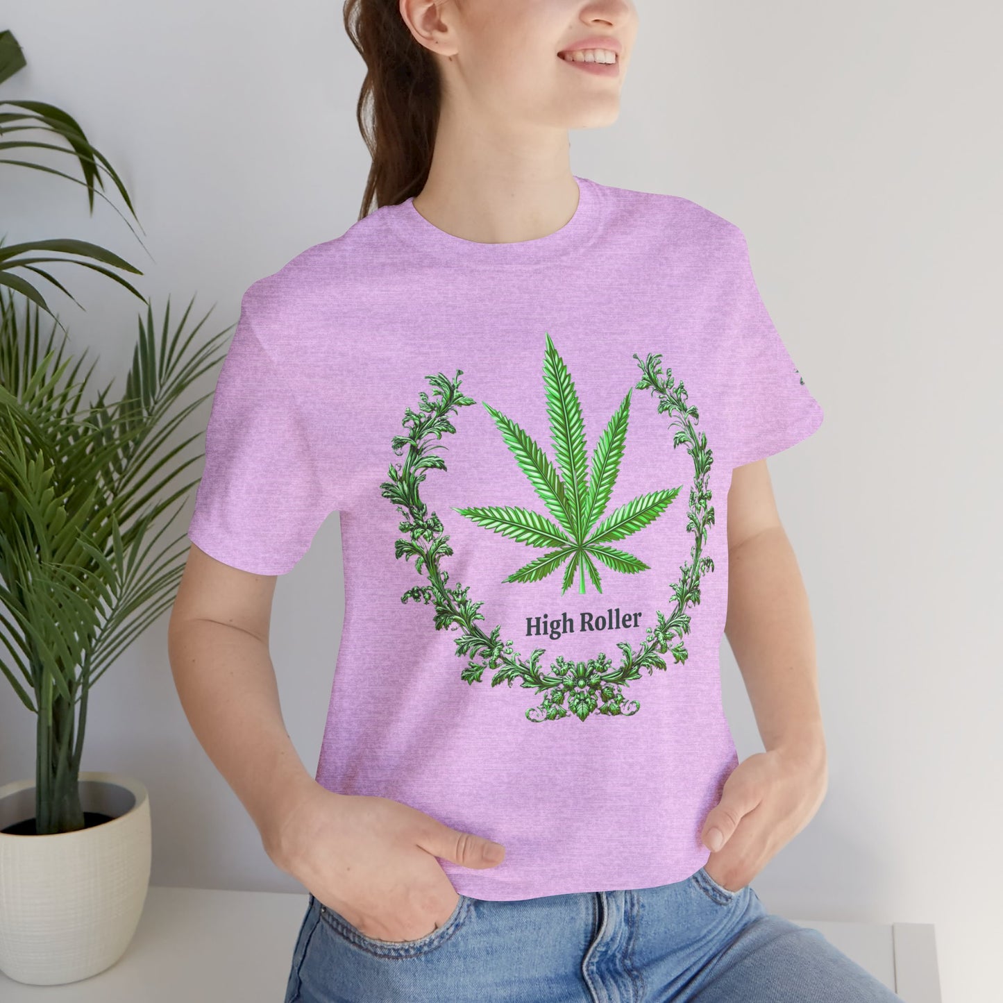 Cannabis Crest Wreath Tee - Botanical Elegance Art Design | High Roller