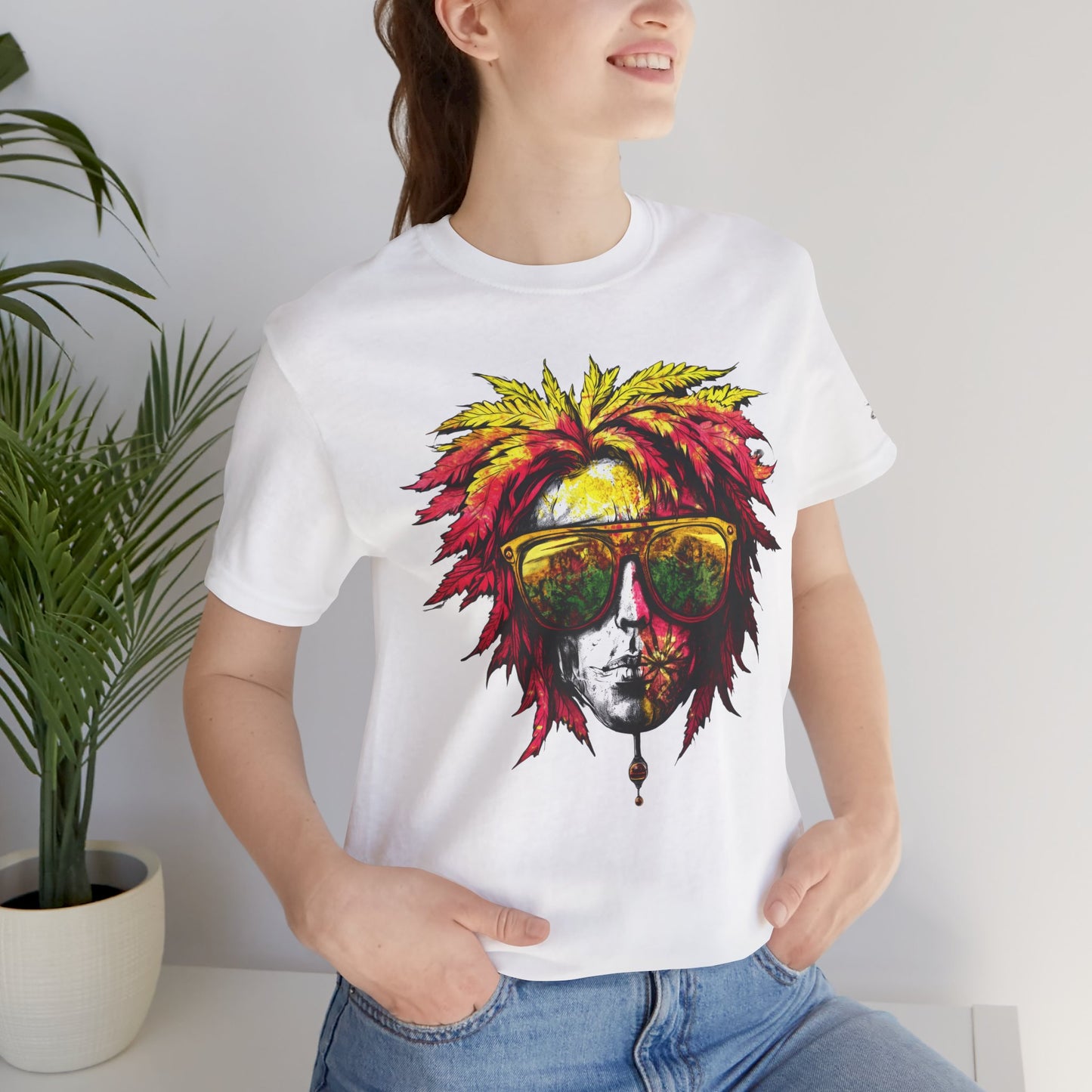Rasta Cannabis Portrait Tee - Reggae Culture Art Design | High Roller