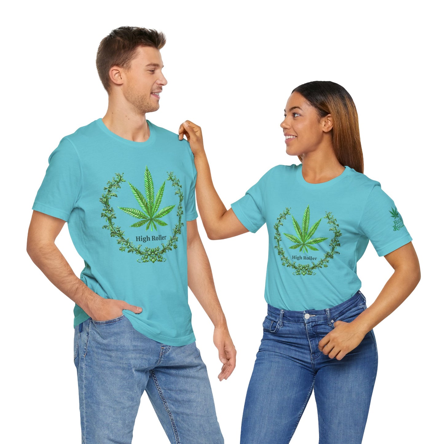 Cannabis Crest Wreath Tee - Botanical Elegance Art Design | High Roller