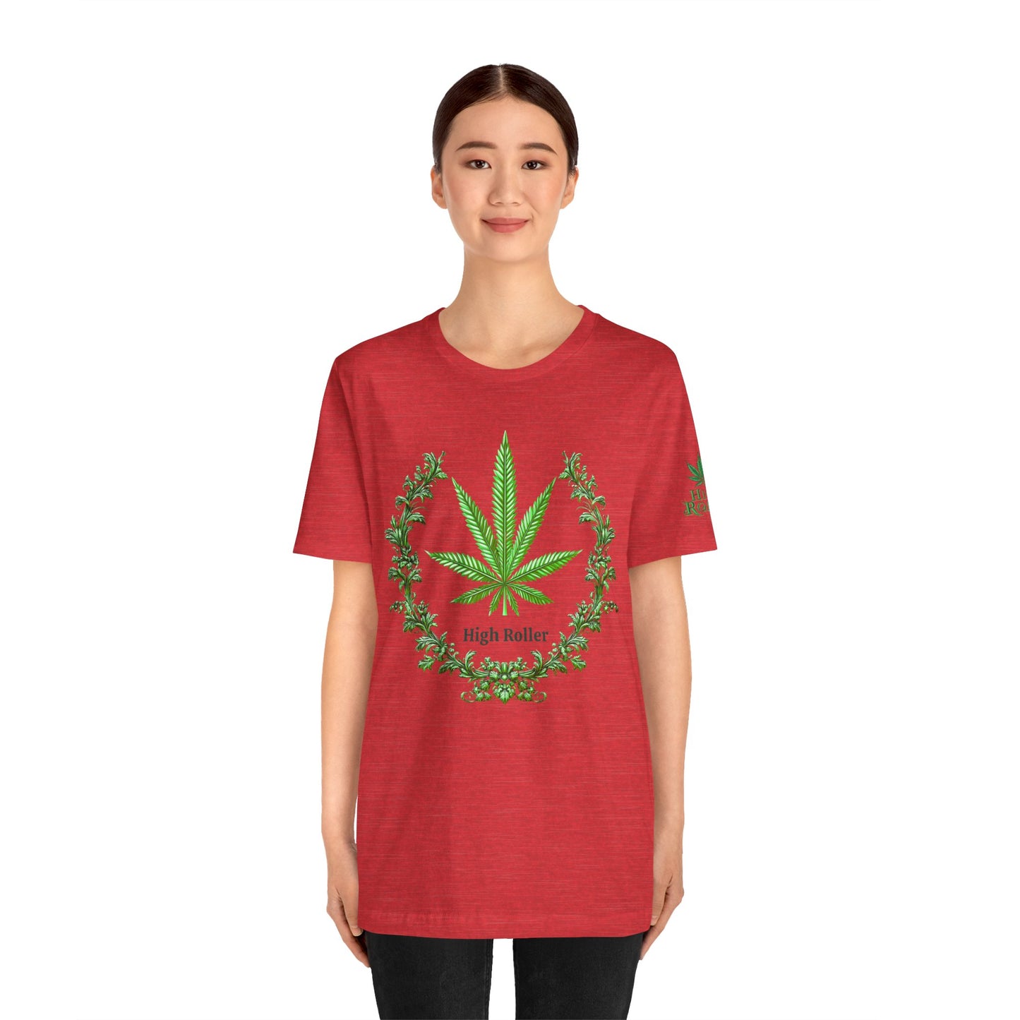 Cannabis Crest Wreath Tee - Botanical Elegance Art Design | High Roller