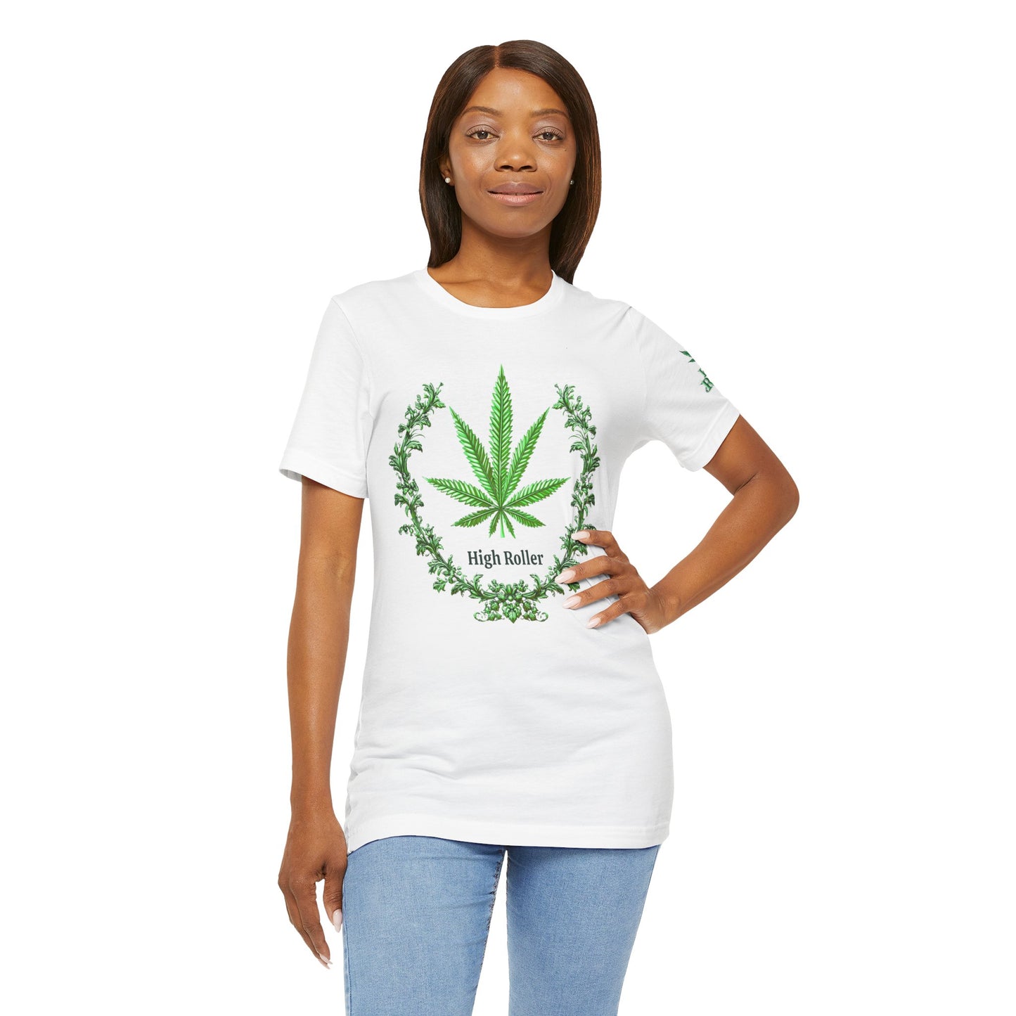 Cannabis Crest Wreath Tee - Botanical Elegance Art Design | High Roller