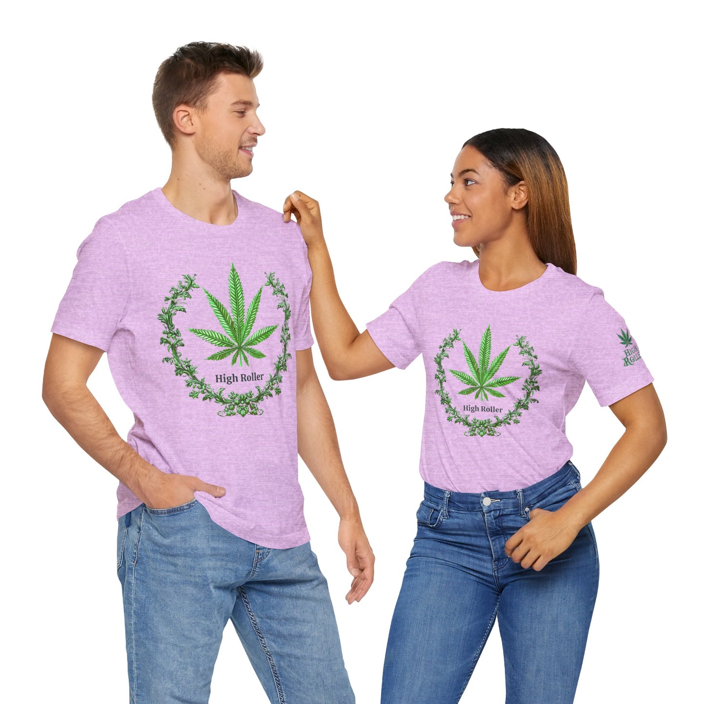 Cannabis Crest Wreath Tee - Botanical Elegance Art Design | High Roller