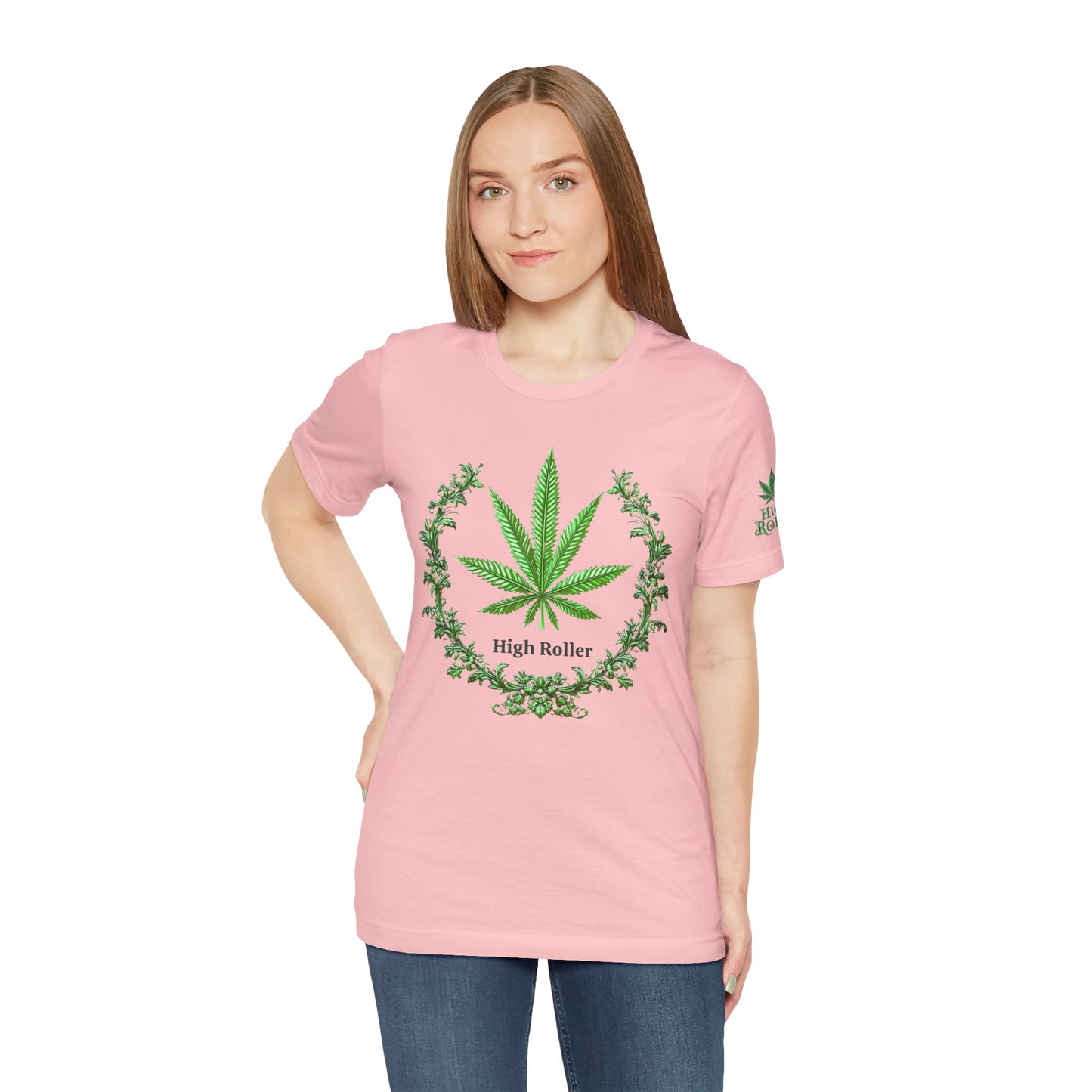 Cannabis Crest Wreath Tee - Botanical Elegance Art Design | High Roller