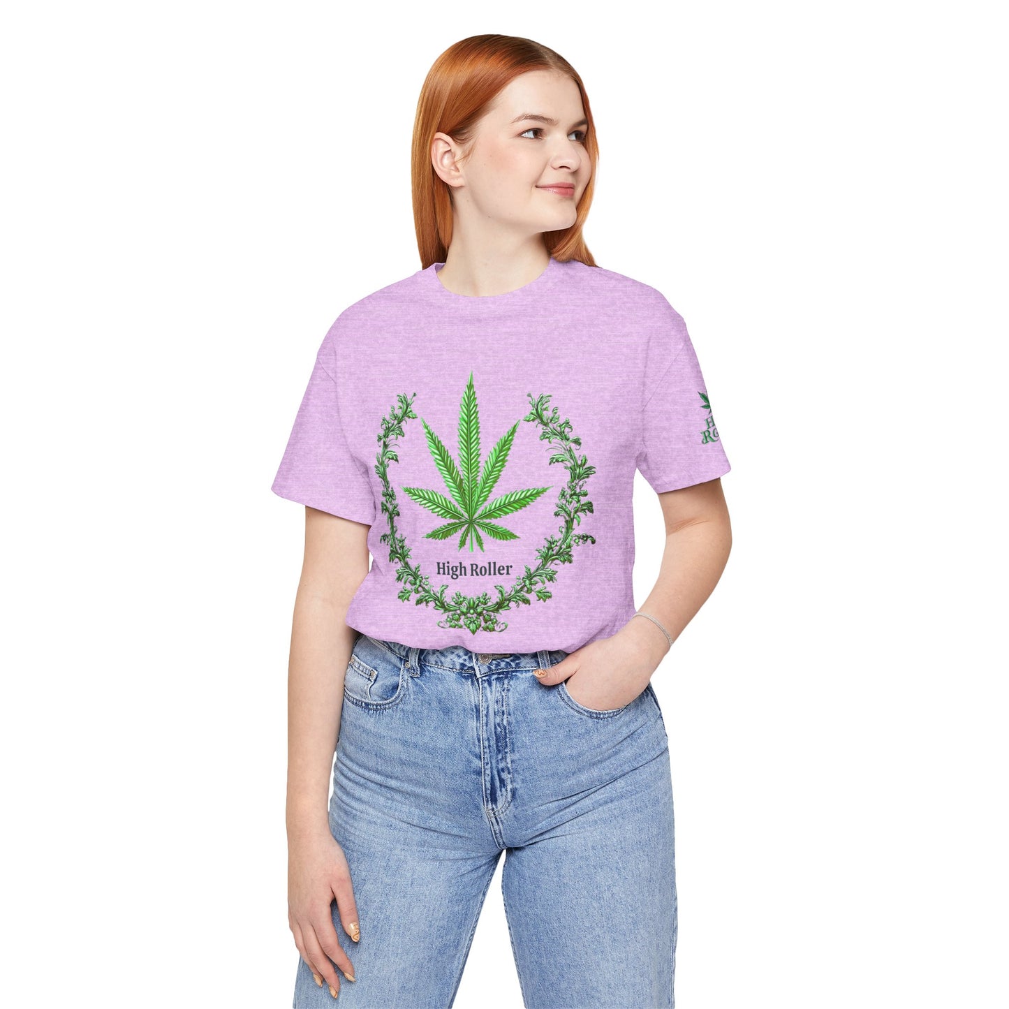 Cannabis Crest Wreath Tee - Botanical Elegance Art Design | High Roller