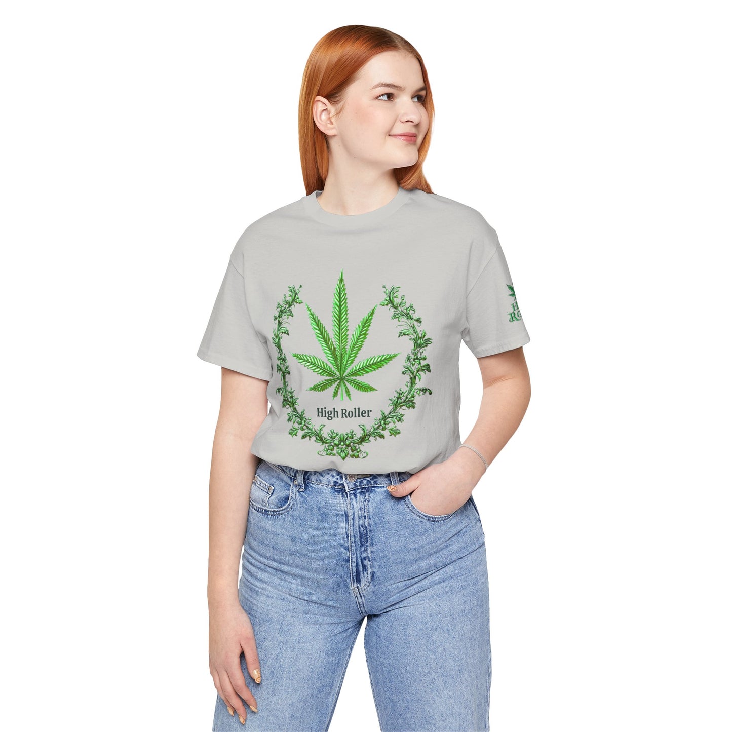 Cannabis Crest Wreath Tee - Botanical Elegance Art Design | High Roller