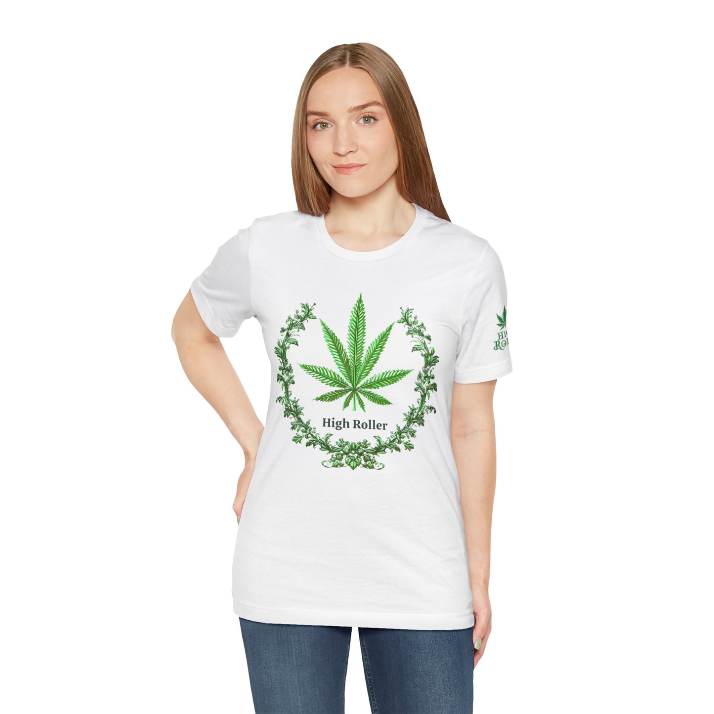 Cannabis Crest Wreath Tee - Botanical Elegance Art Design | High Roller
