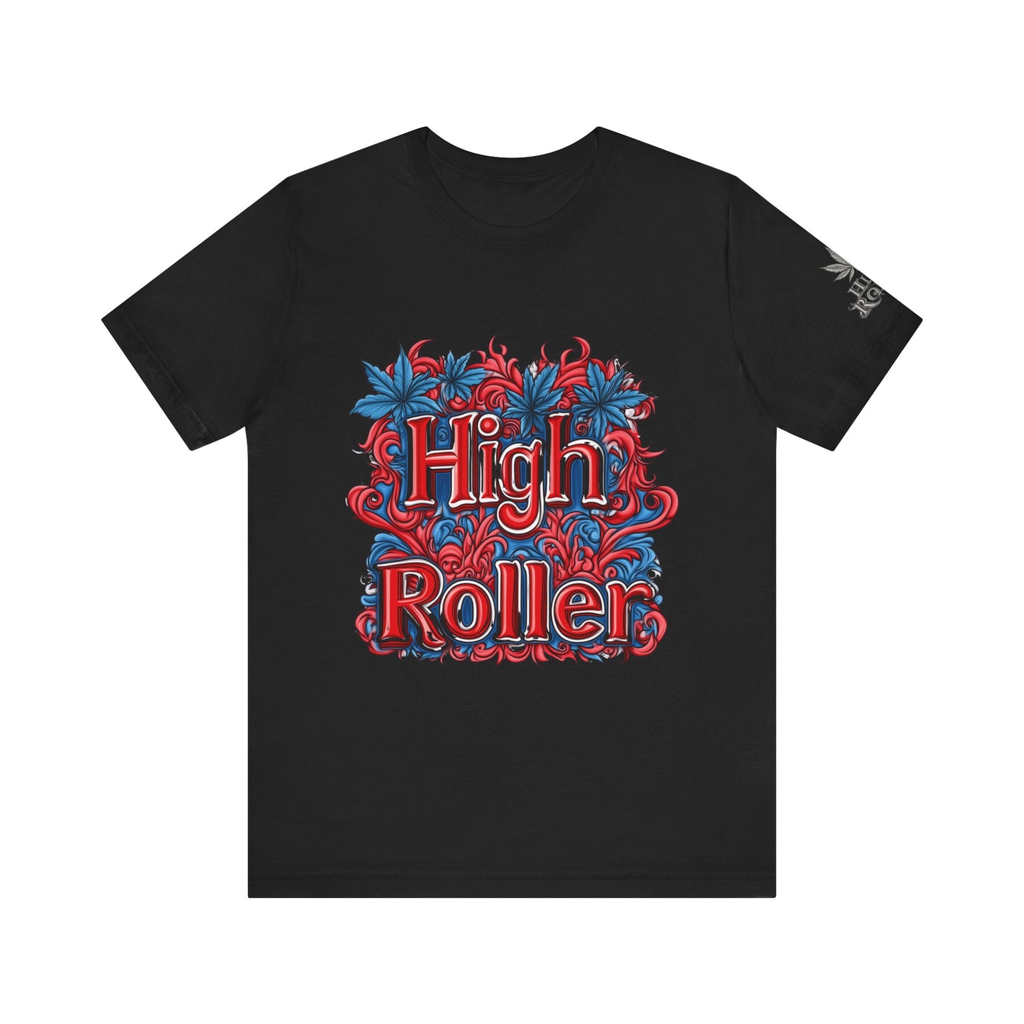 High Roller Ornate Logo Tee - Cannabis Typography Art Design | High Roller