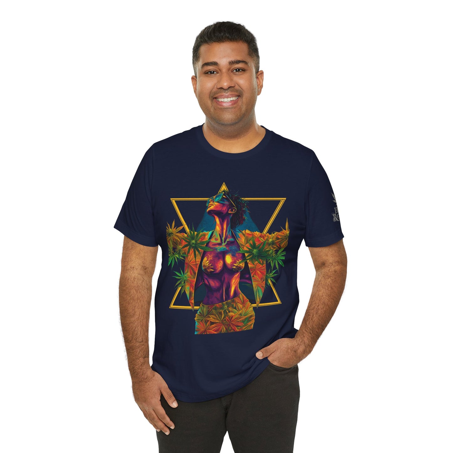 Sacred Geometry Cannabis Goddess Tee - Psychedelic Beauty Art Design | High Roller