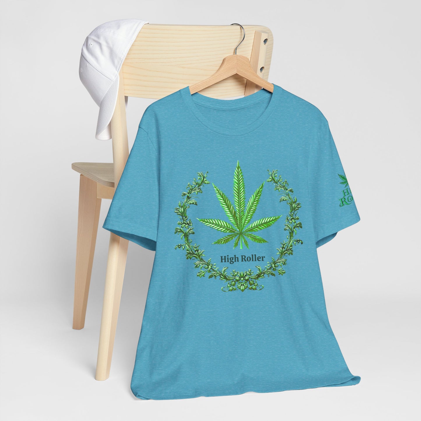 Cannabis Crest Wreath Tee - Botanical Elegance Art Design | High Roller
