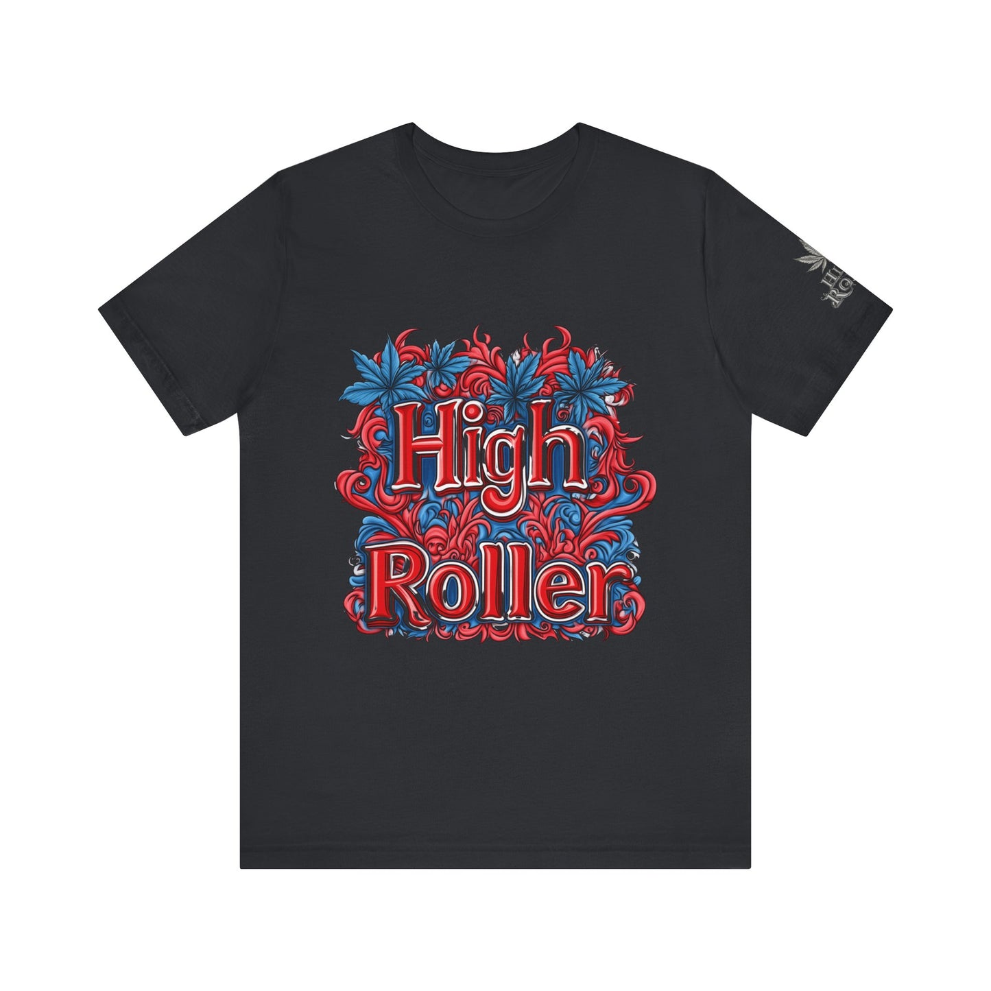 High Roller Ornate Logo Tee - Cannabis Typography Art Design | High Roller