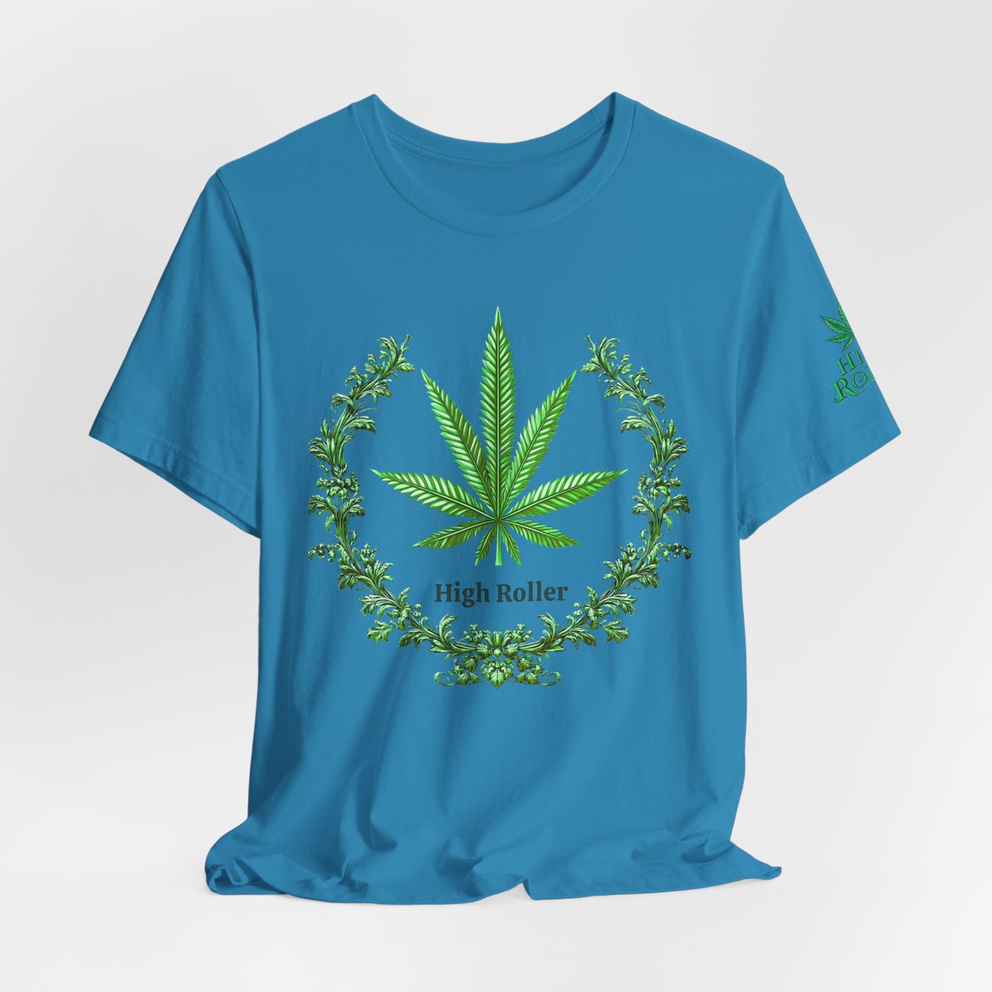 Cannabis Crest Wreath Tee - Botanical Elegance Art Design | High Roller