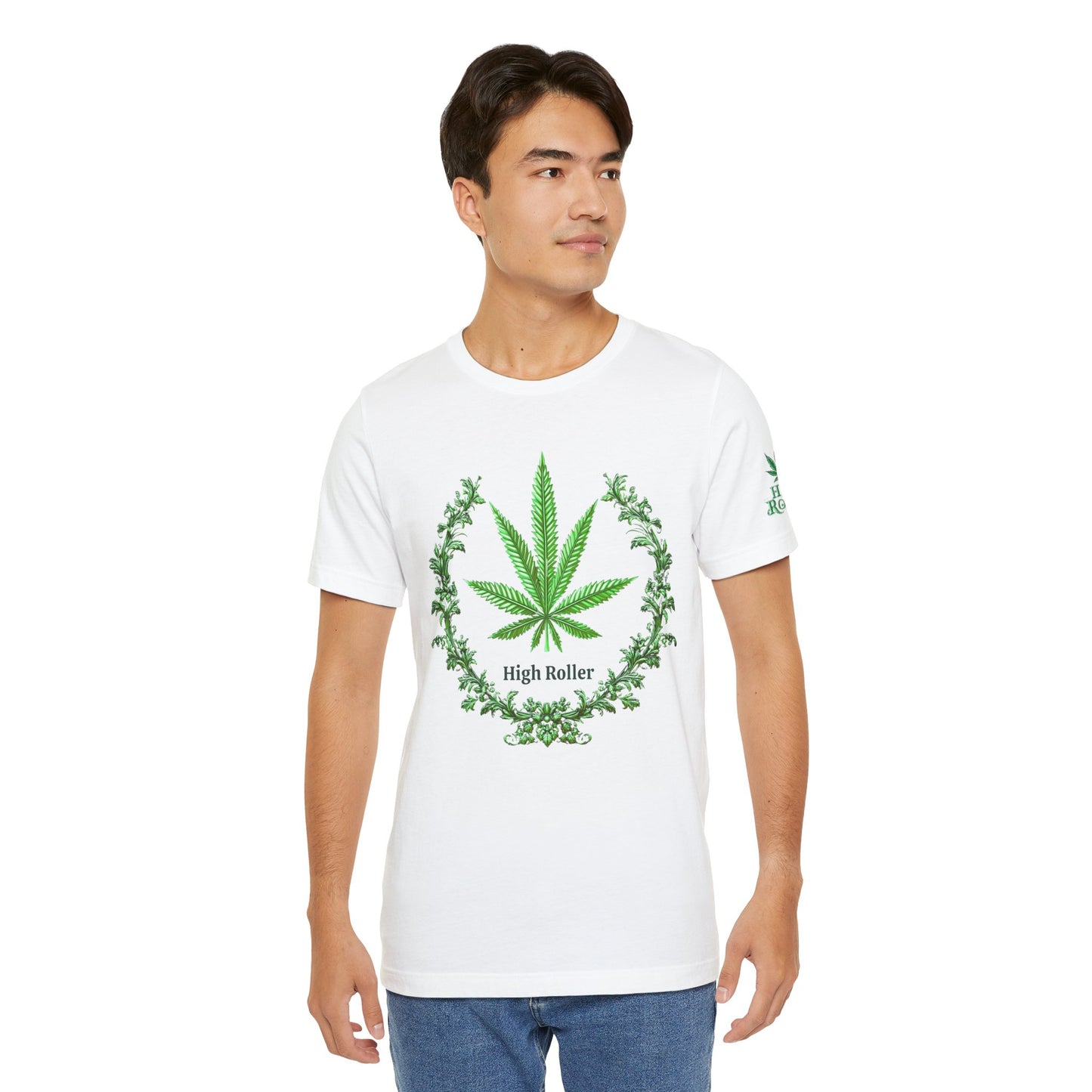 Cannabis Crest Wreath Tee - Botanical Elegance Art Design | High Roller