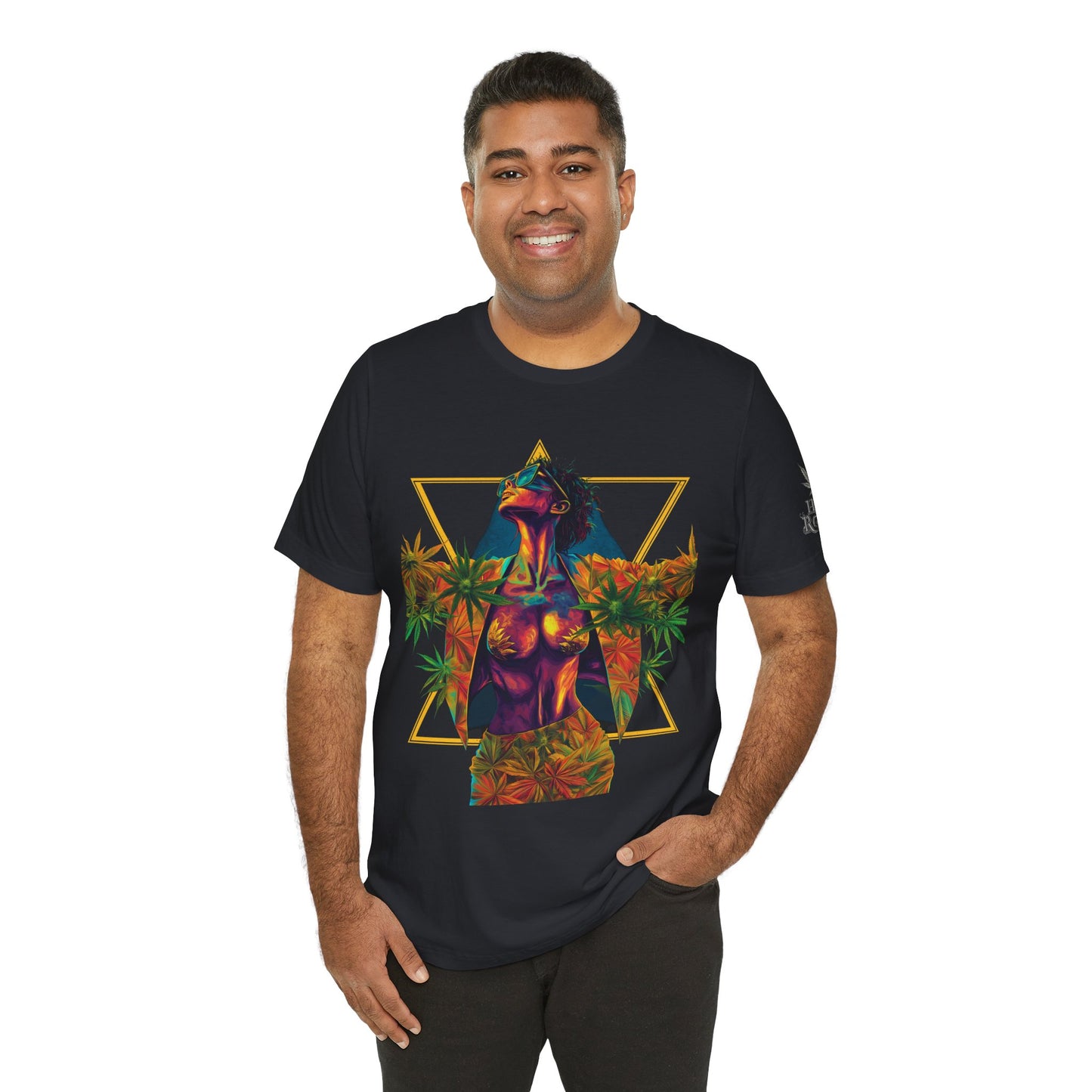 Sacred Geometry Cannabis Goddess Tee - Psychedelic Beauty Art Design | High Roller