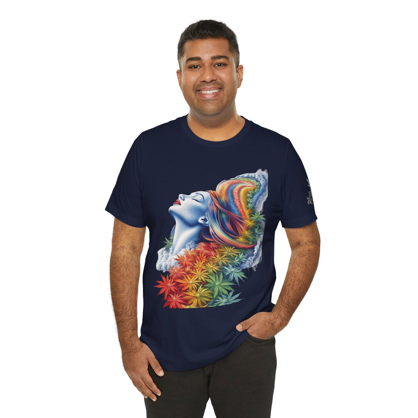 Rainbow Cannabis Goddess Tee - Ethereal Beauty Art Design | High Roller