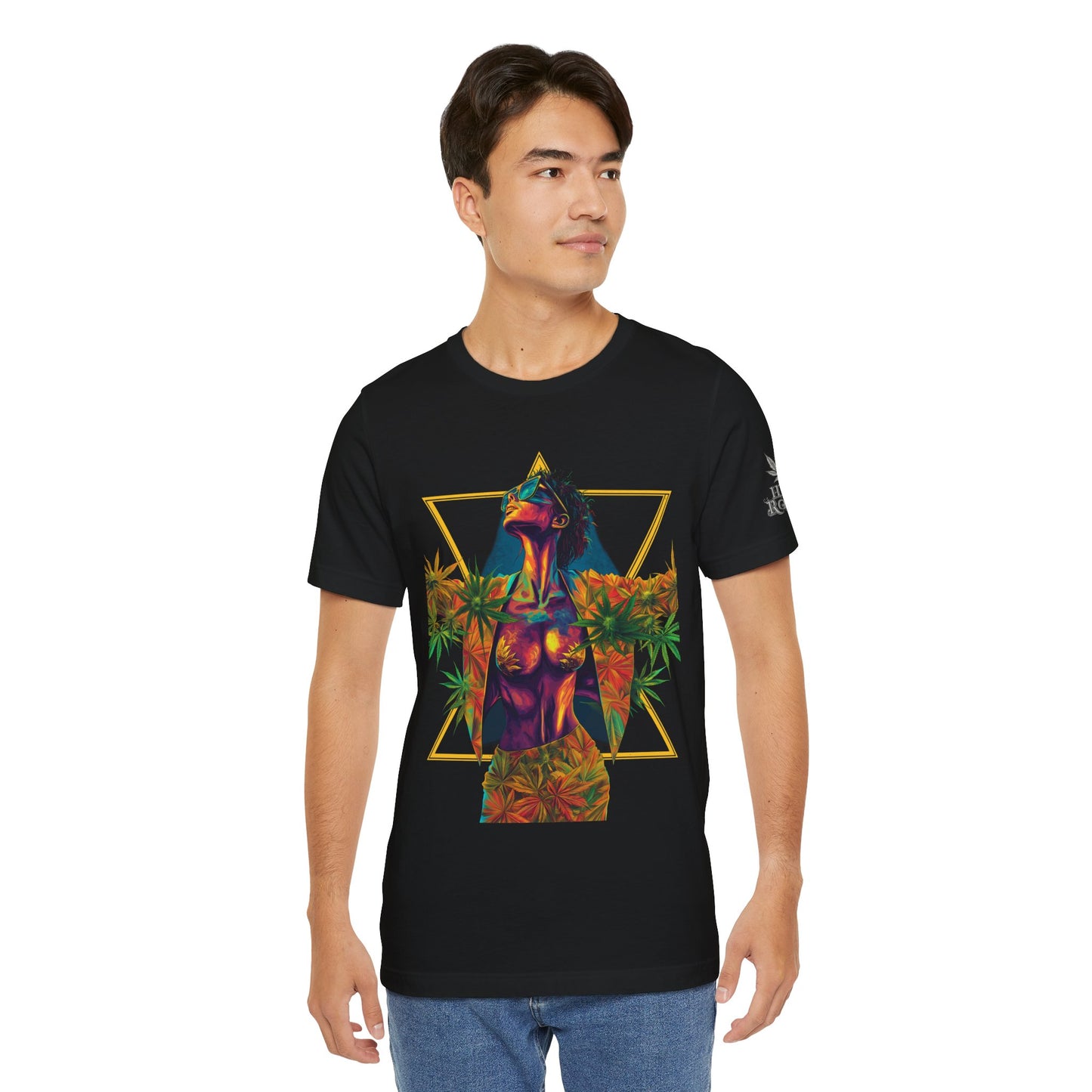 Sacred Geometry Cannabis Goddess Tee - Psychedelic Beauty Art Design | High Roller