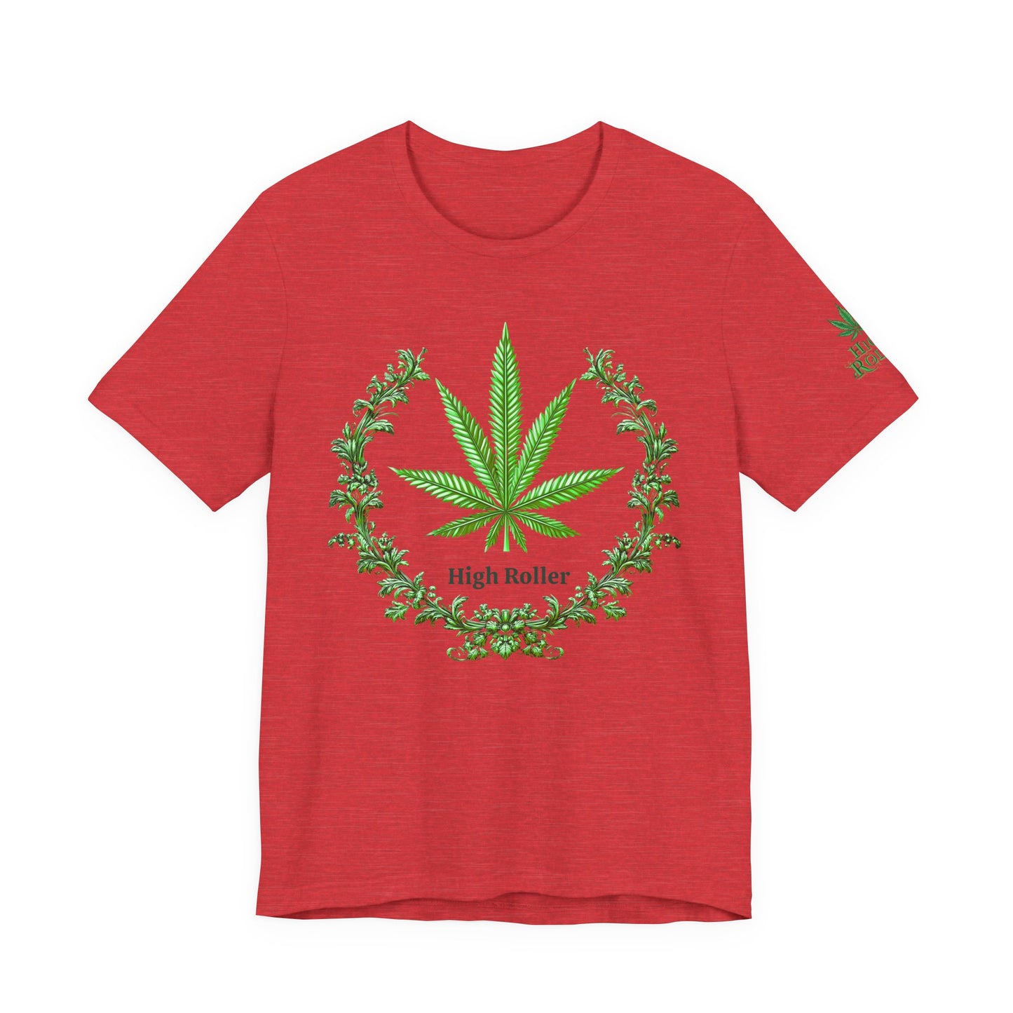 Cannabis Crest Wreath Tee - Botanical Elegance Art Design | High Roller