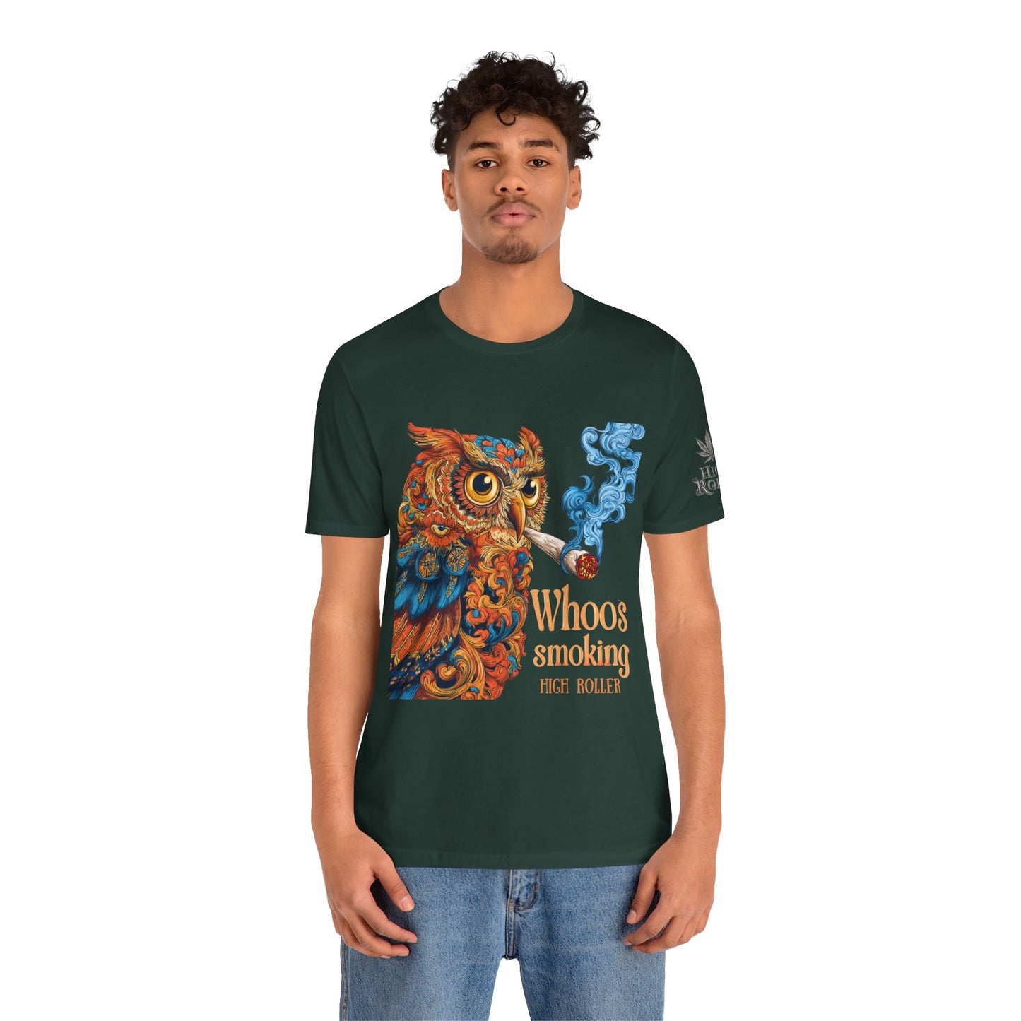 Whoos Smoking Owl Tee - Wise Cannabis Art Design | High Roller