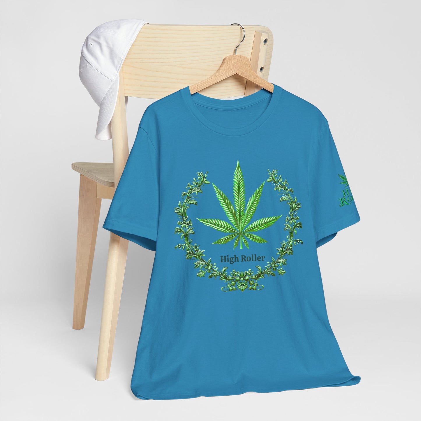 Cannabis Crest Wreath Tee - Botanical Elegance Art Design | High Roller