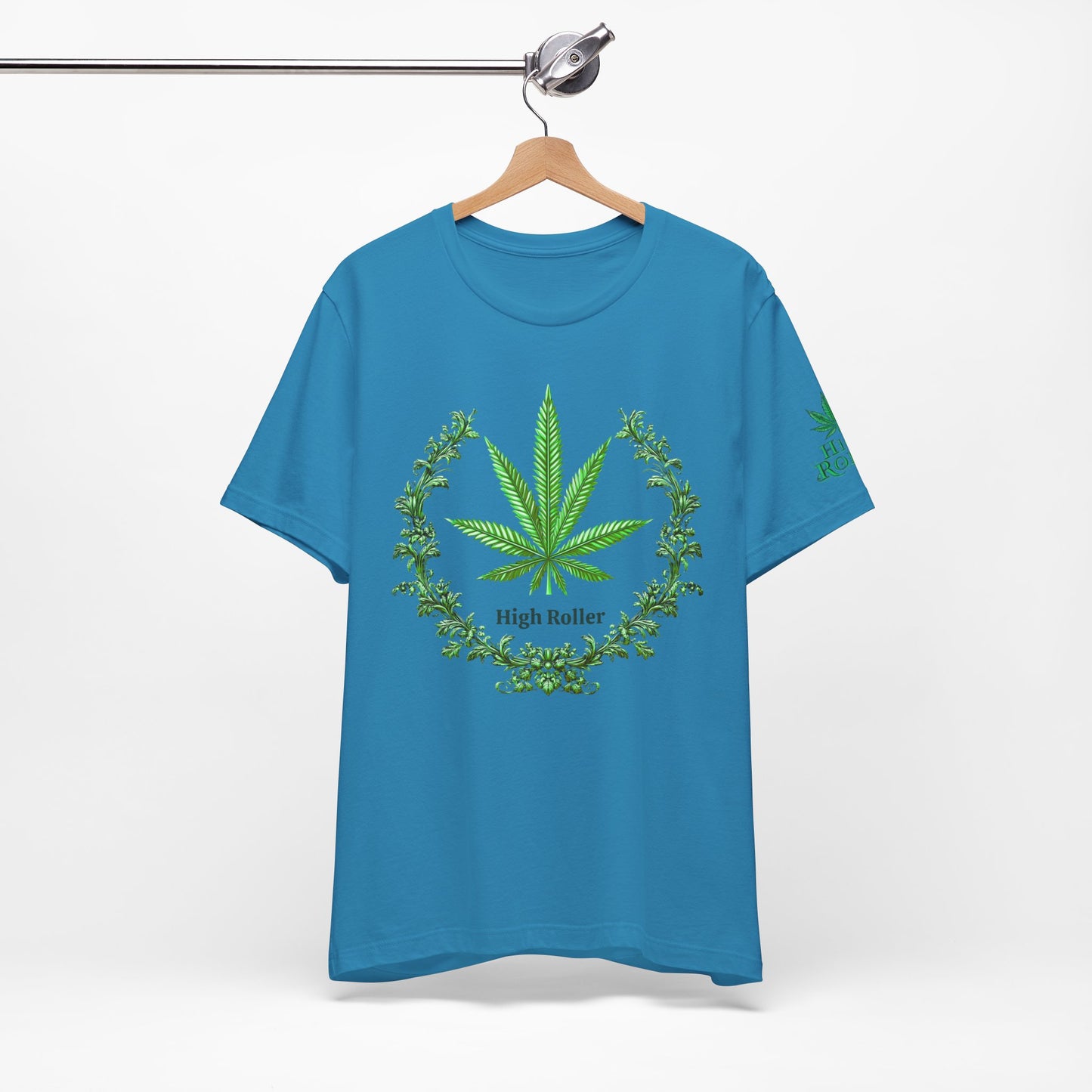 Cannabis Crest Wreath Tee - Botanical Elegance Art Design | High Roller
