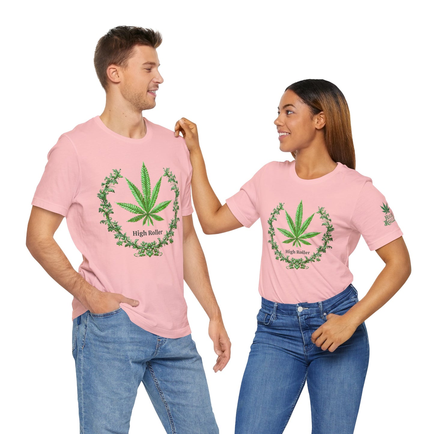 Cannabis Crest Wreath Tee - Botanical Elegance Art Design | High Roller